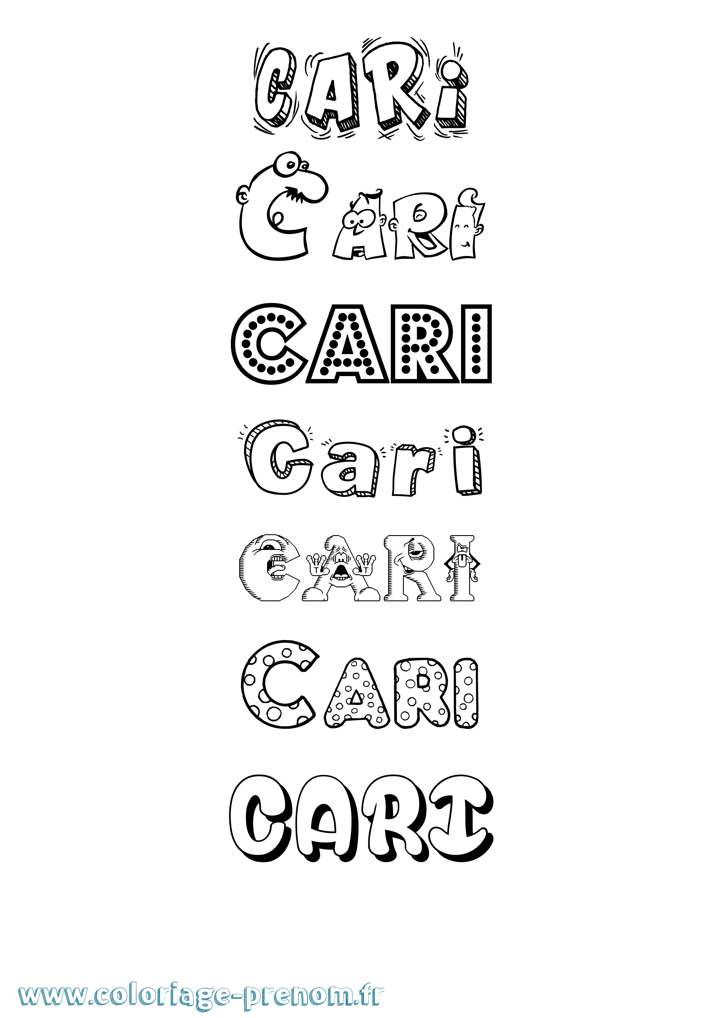 Coloriage Cari Fun Coloriage prénom Cari Fun