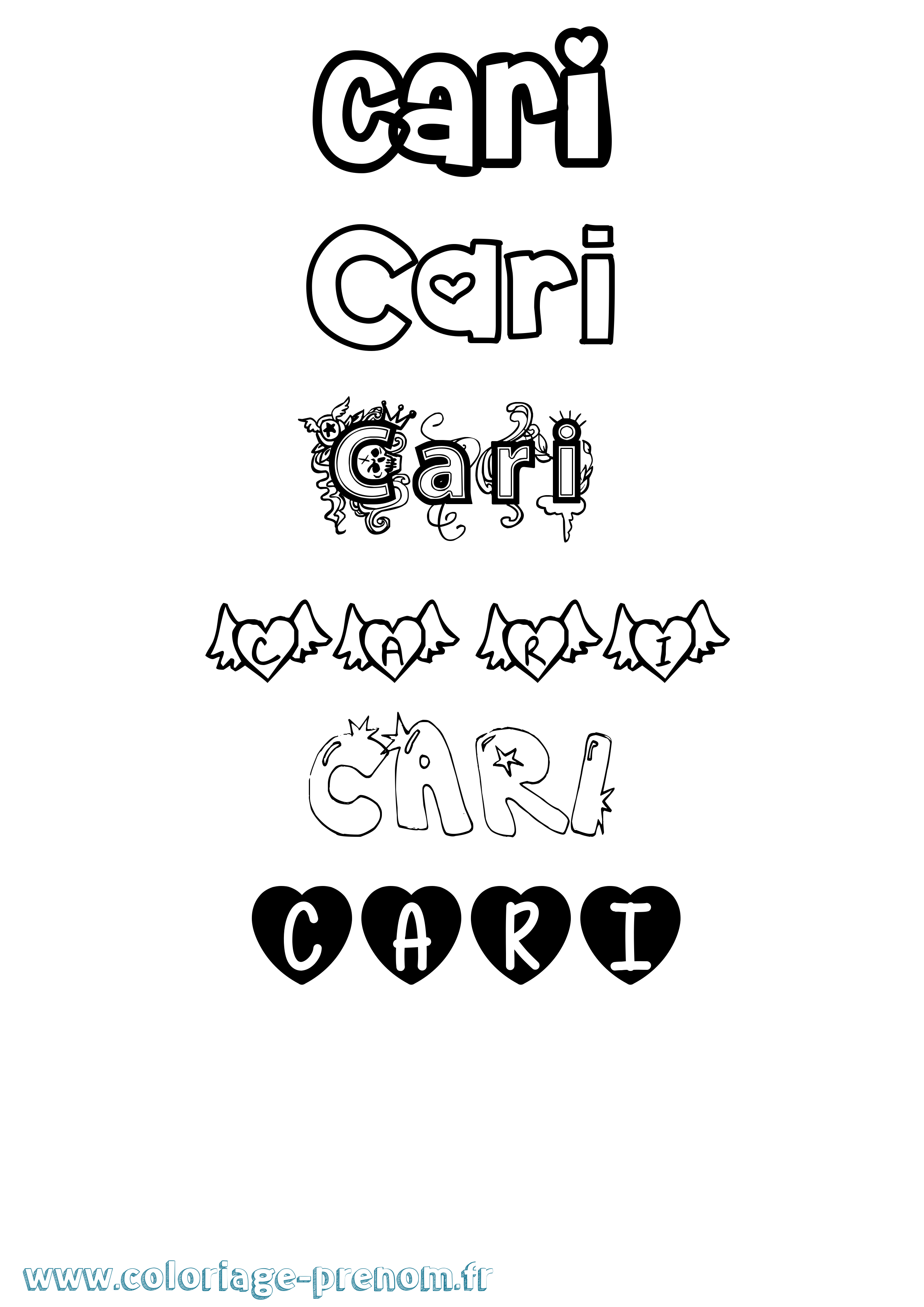 Coloriage Cari Girly Coloriage prénom Cari Girly