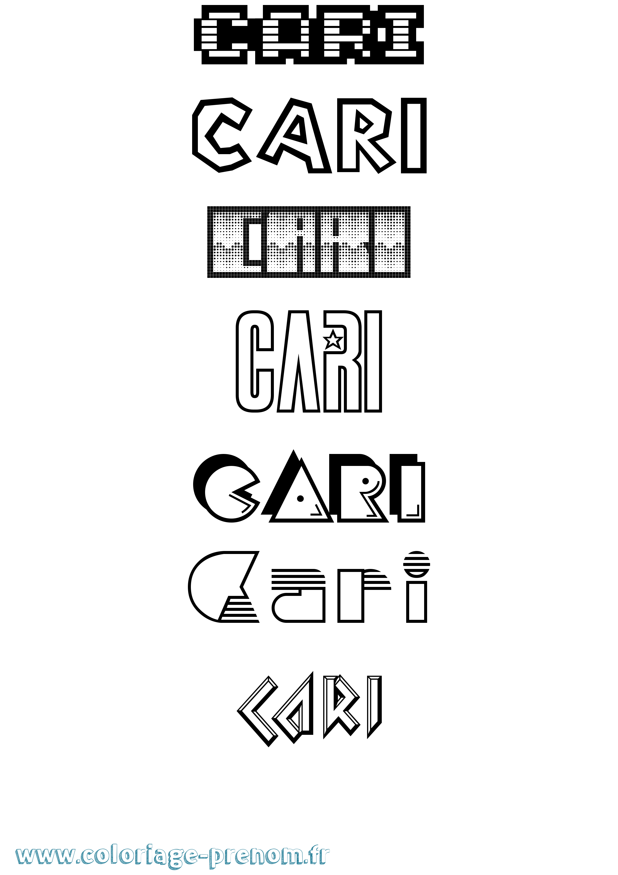 Coloriage Cari Jeux Vidéos Coloriage prénom Cari Jeux Vidéos
