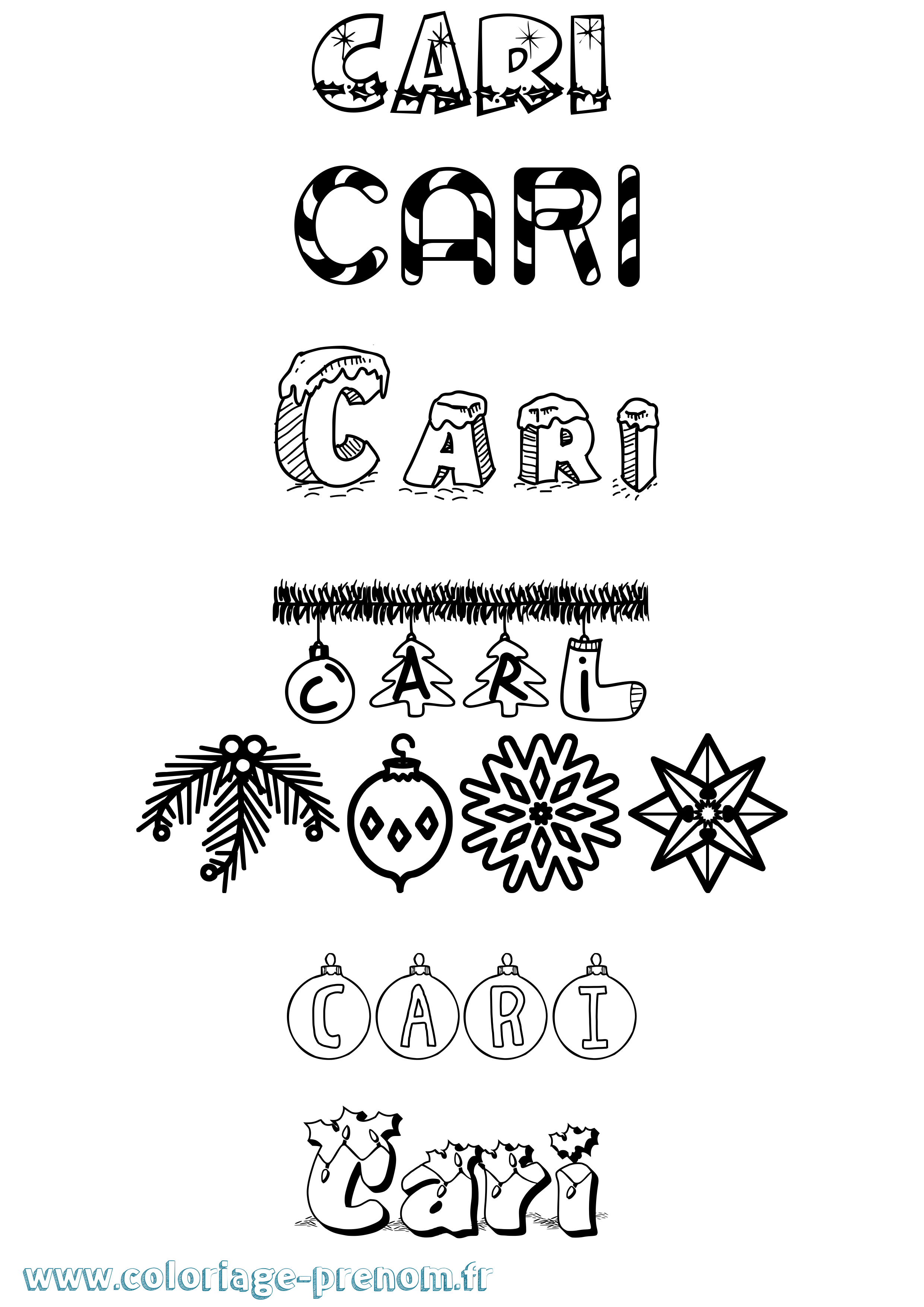 Coloriage Cari Noël Coloriage prénom Cari Noël
