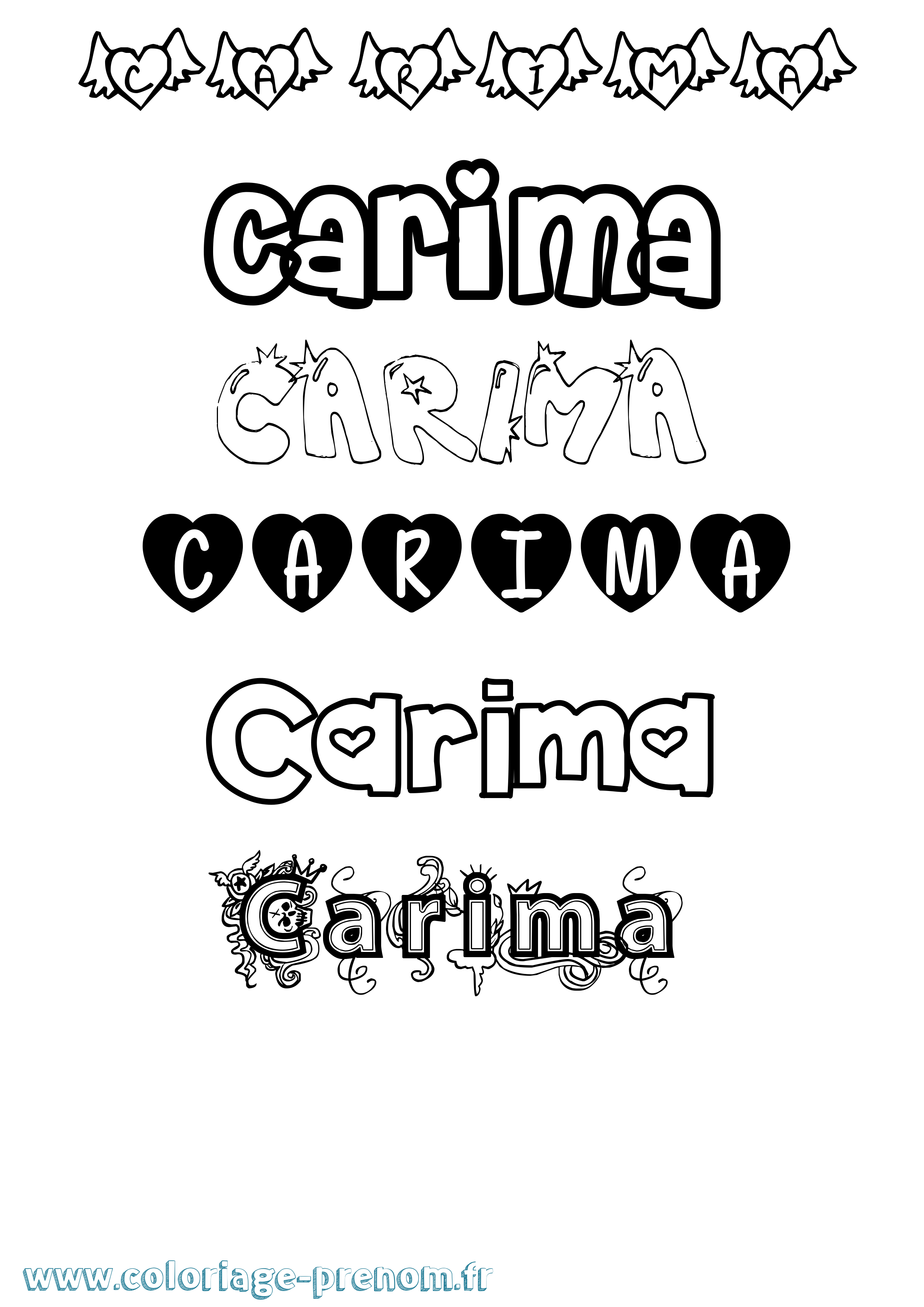 Coloriage Carima Girly Coloriage prénom Carima Girly