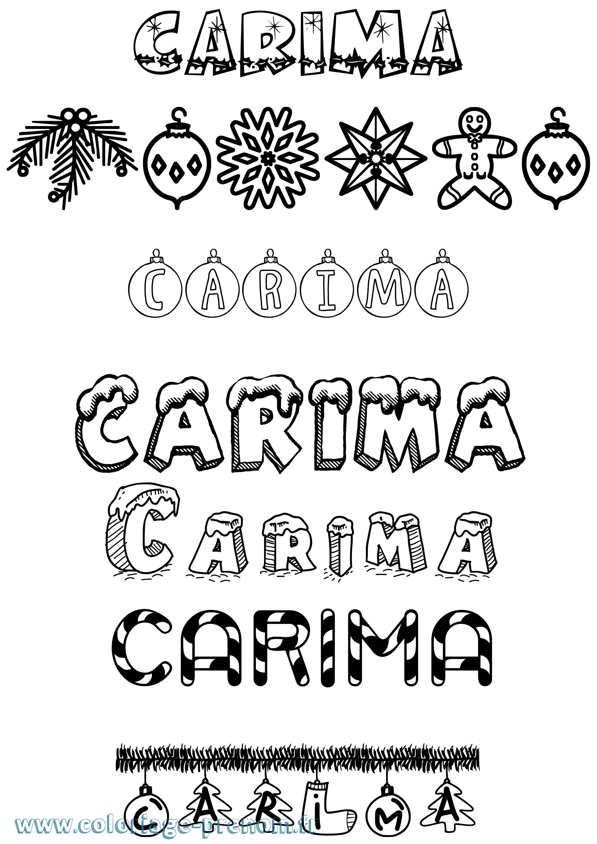 Coloriage Carima Noël Coloriage prénom Carima Noël