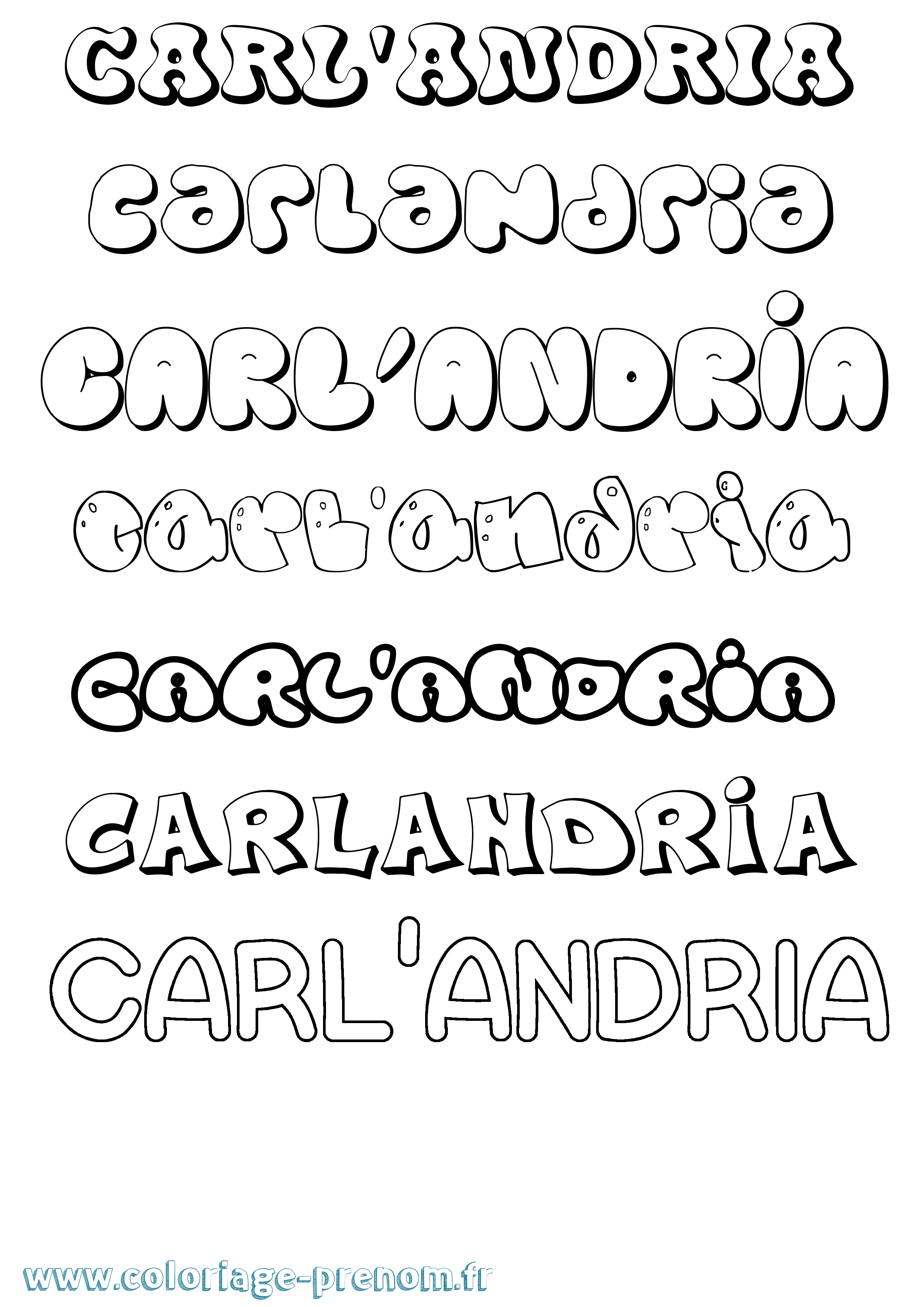Coloriage Carl'Andria Bubble Coloriage prénom Carl'Andria Bubble
