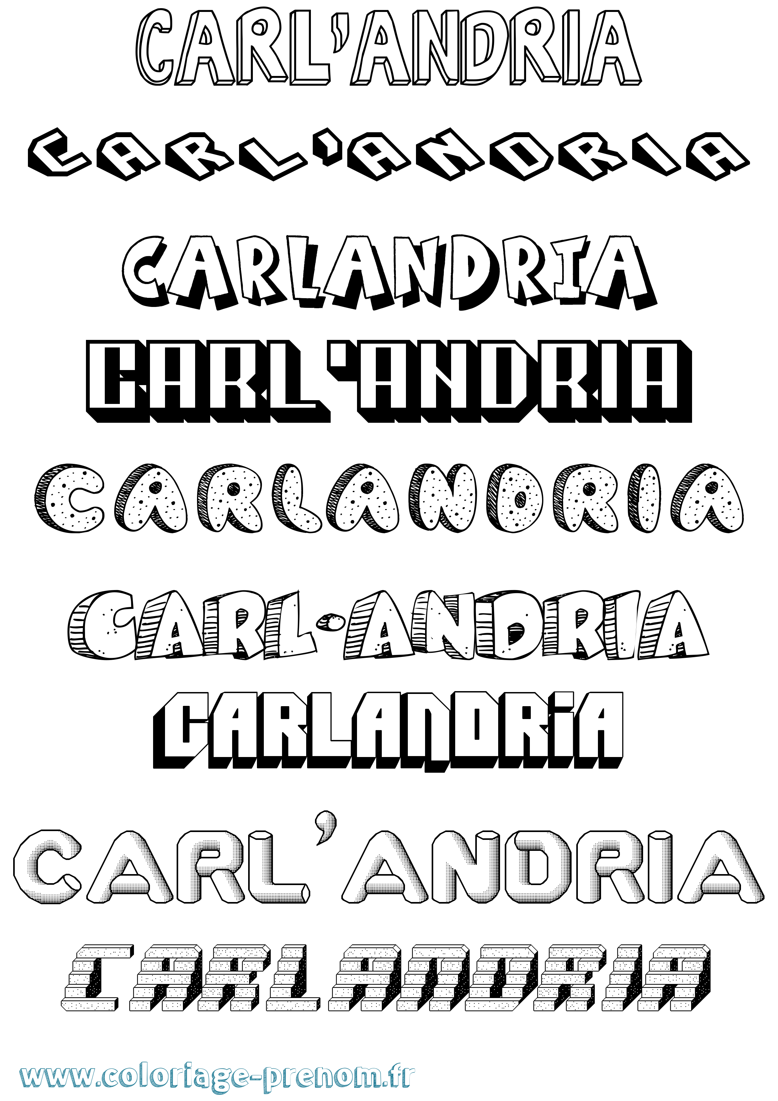Coloriage Carl'Andria Effet 3D Coloriage prénom Carl'Andria Effet 3D