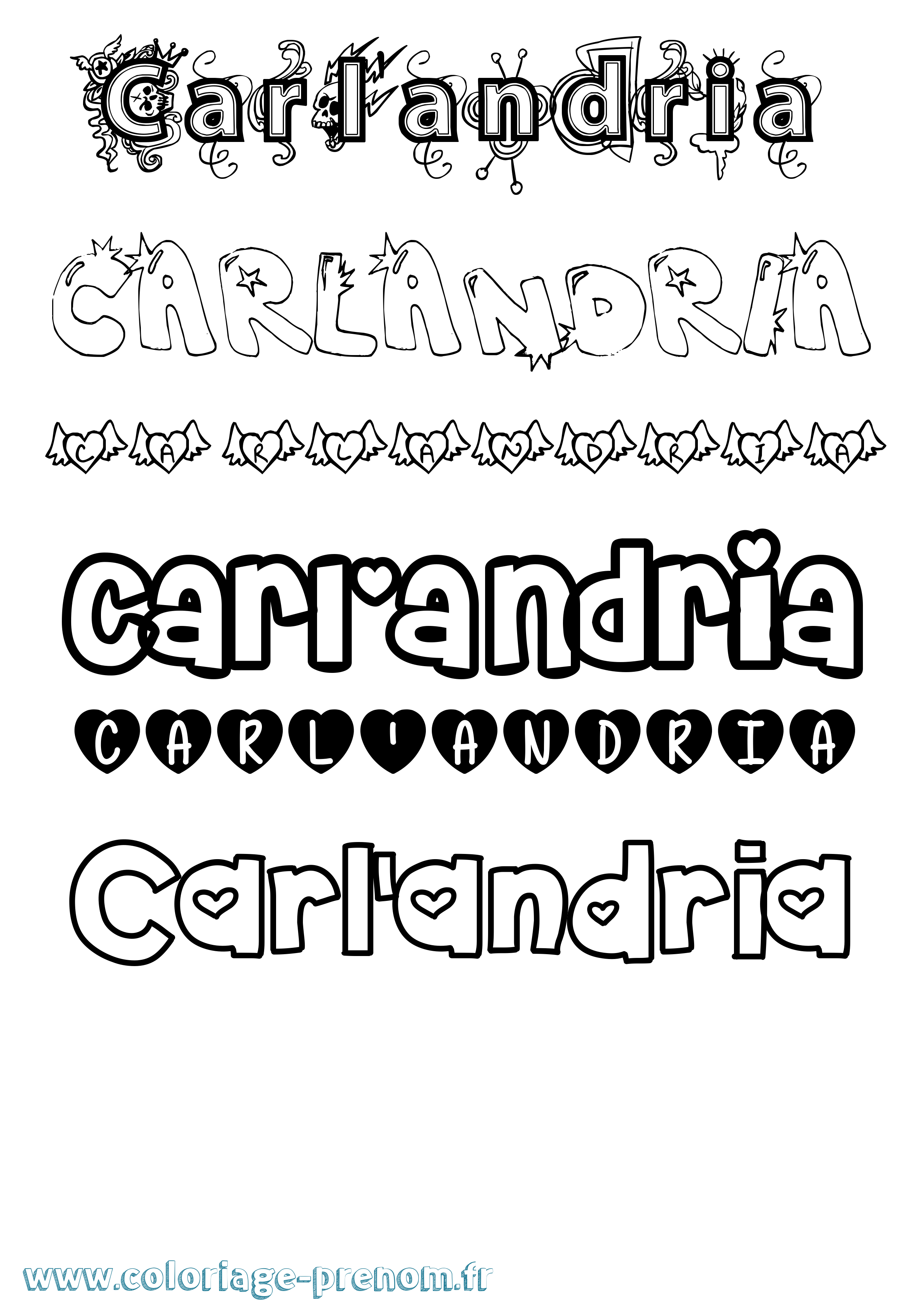 Coloriage Carl'Andria Girly Coloriage prénom Carl'Andria Girly