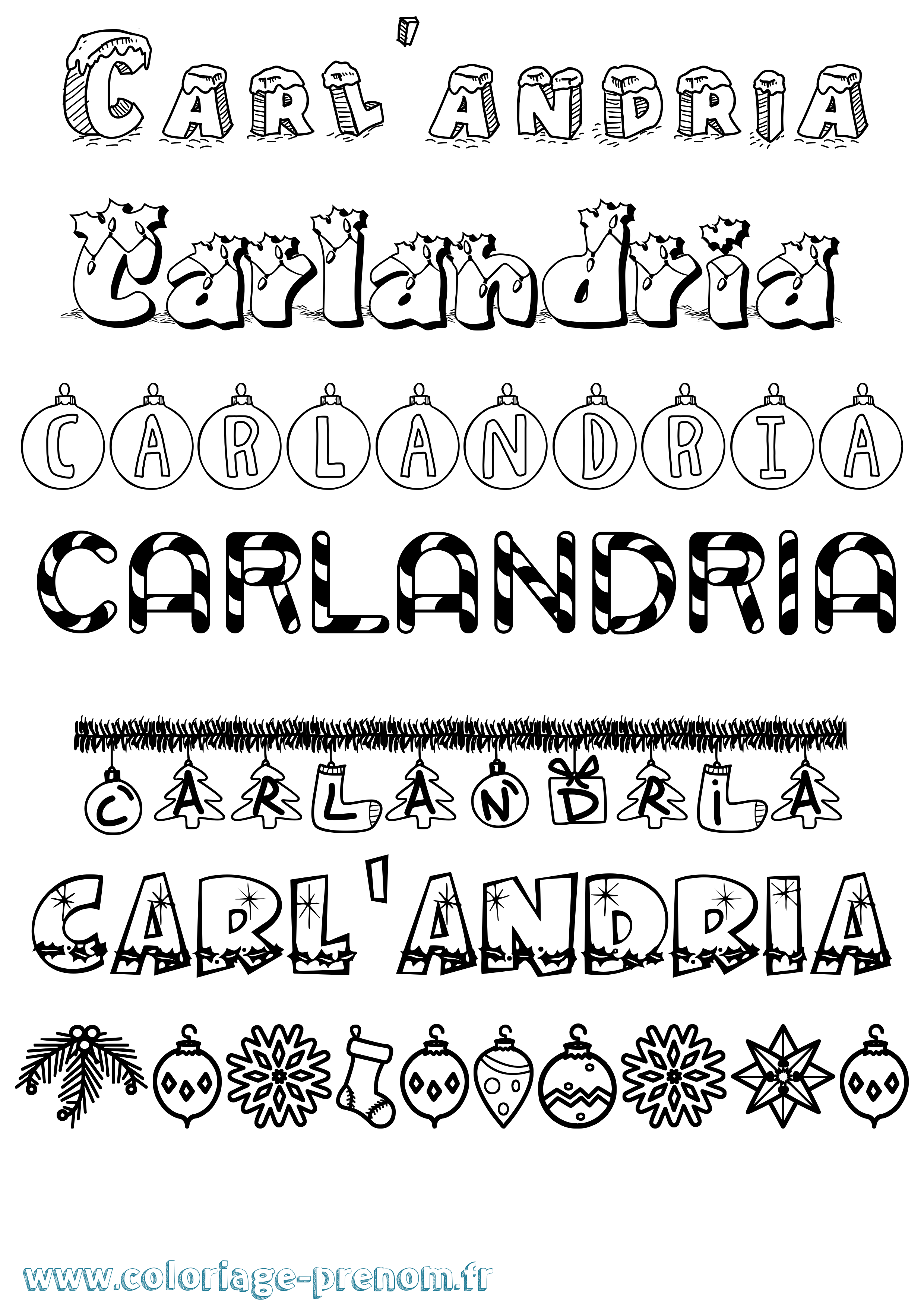 Coloriage Carl'Andria Noël Coloriage prénom Carl'Andria Noël