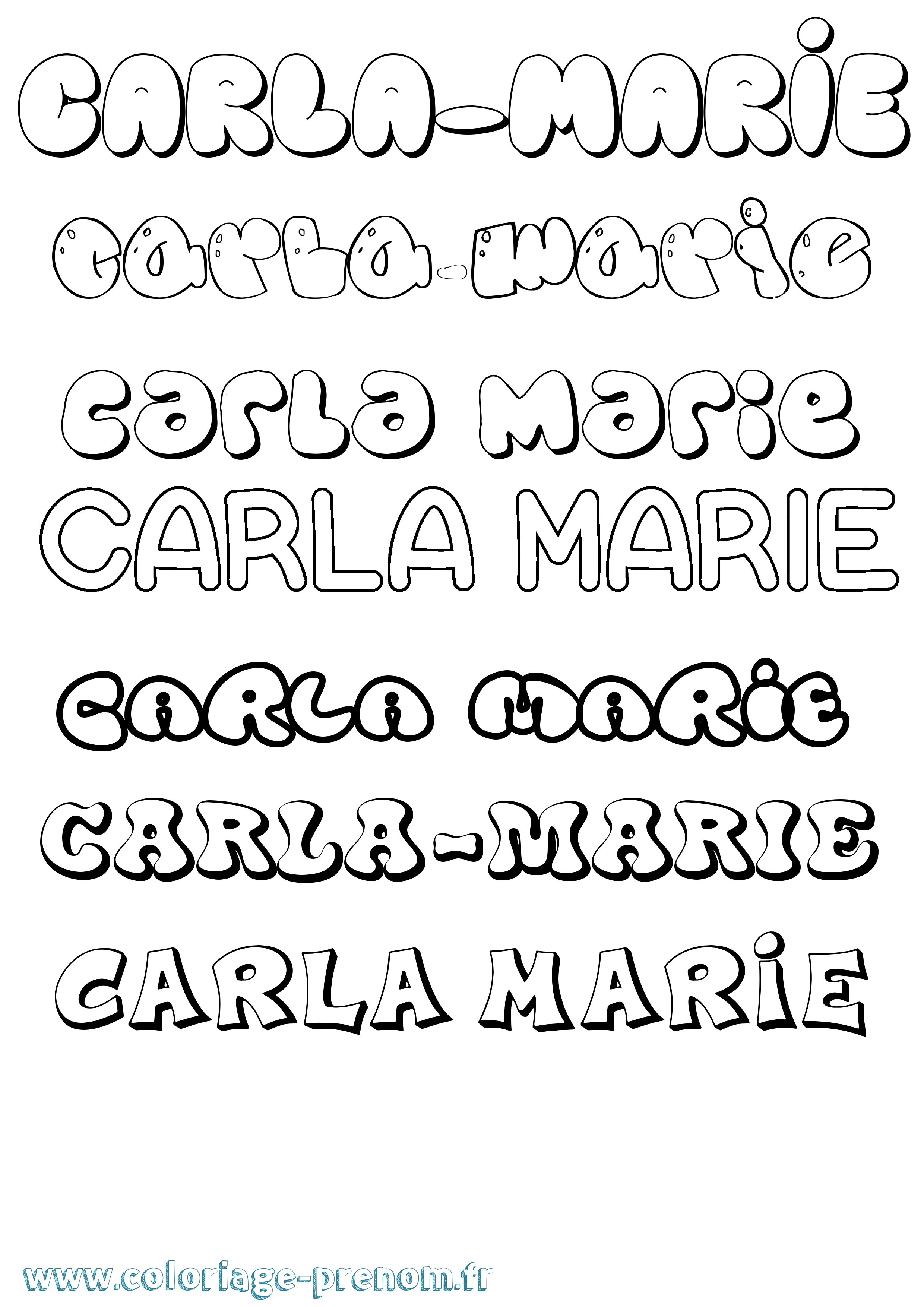 Coloriage Carla-Marie Bubble Coloriage prénom Carla-Marie Bubble