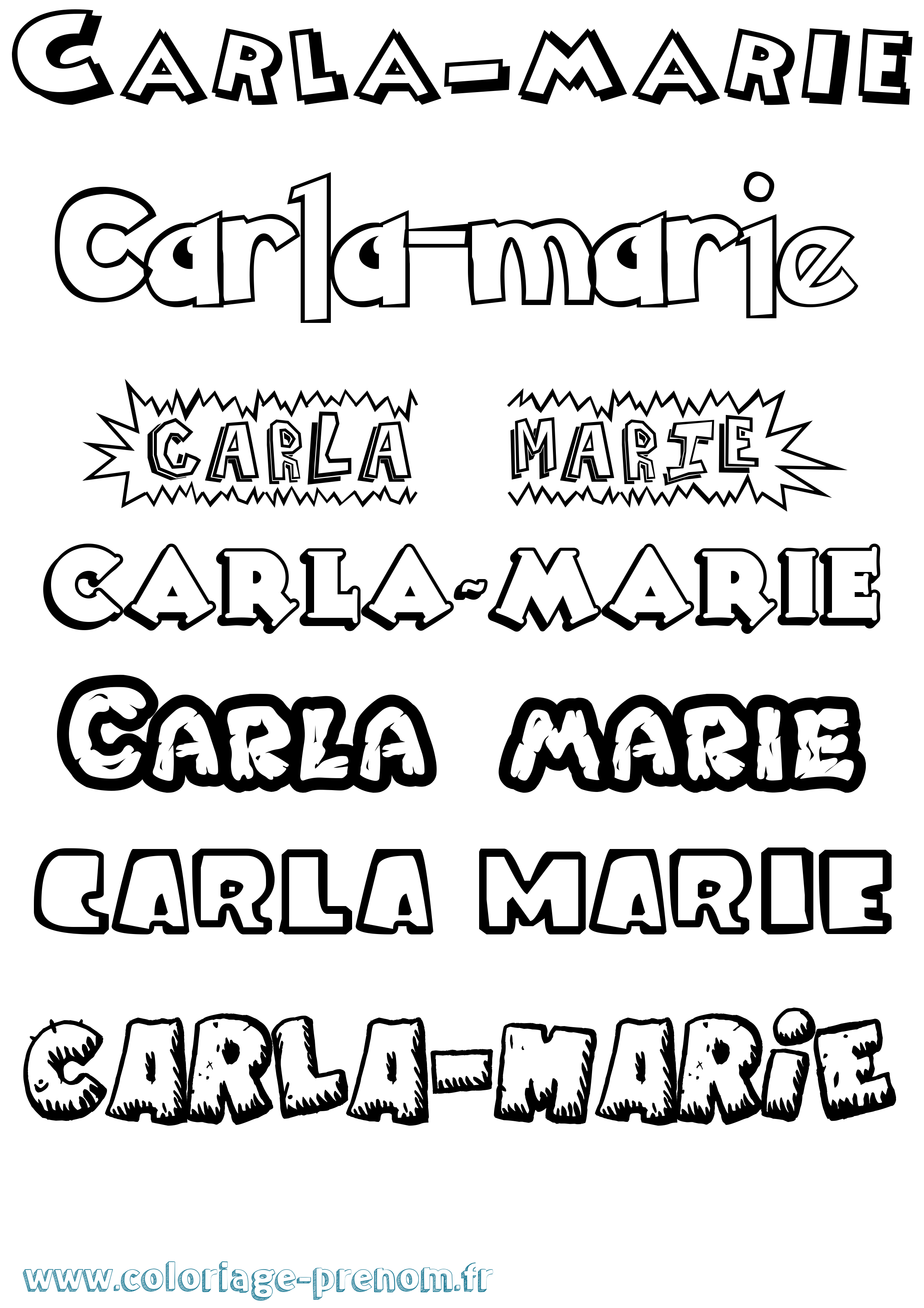 Coloriage Carla-Marie Dessin Animé Coloriage prénom Carla-Marie Dessin Animé