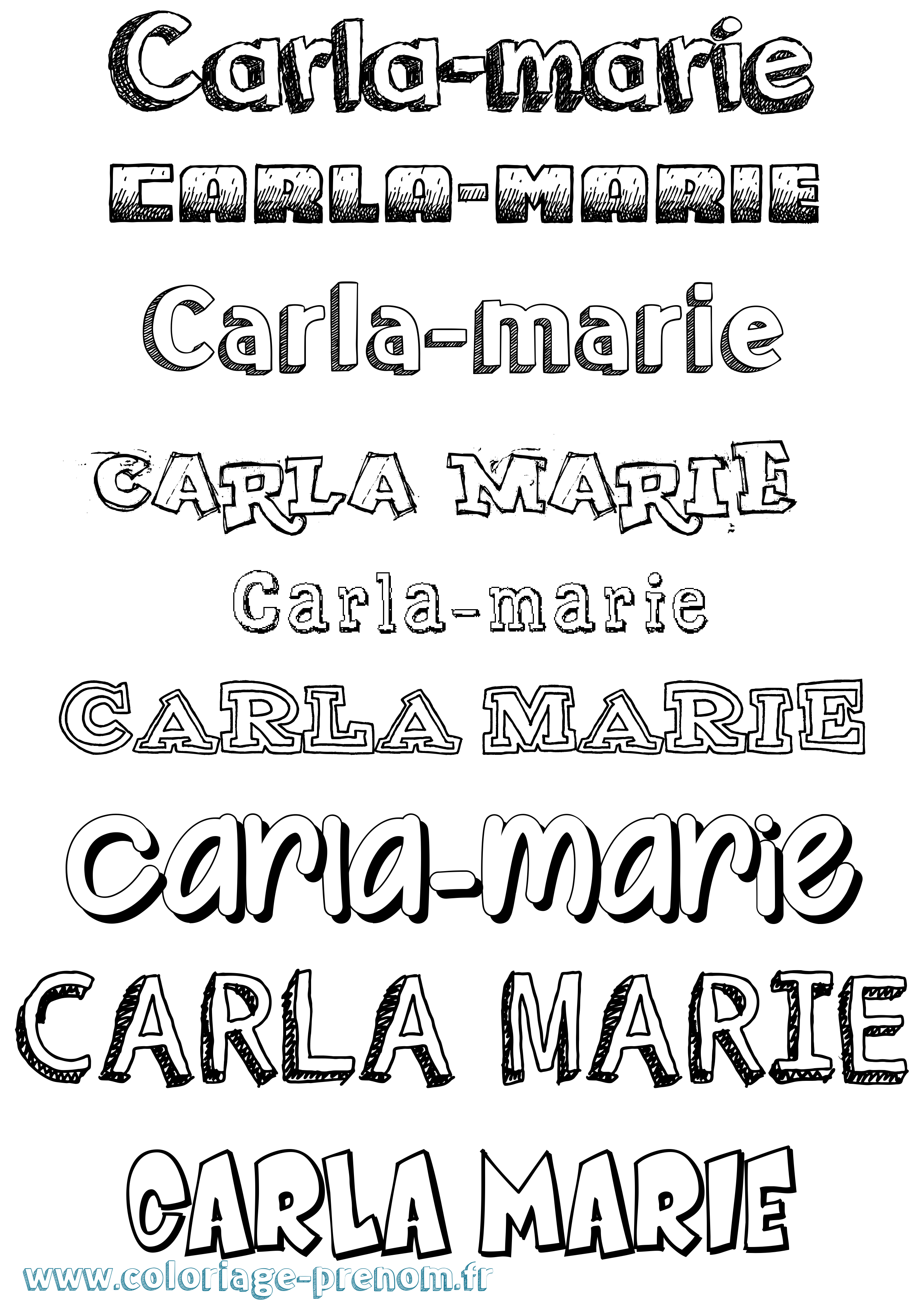 Coloriage Carla-Marie Dessiné Coloriage prénom Carla-Marie Dessiné