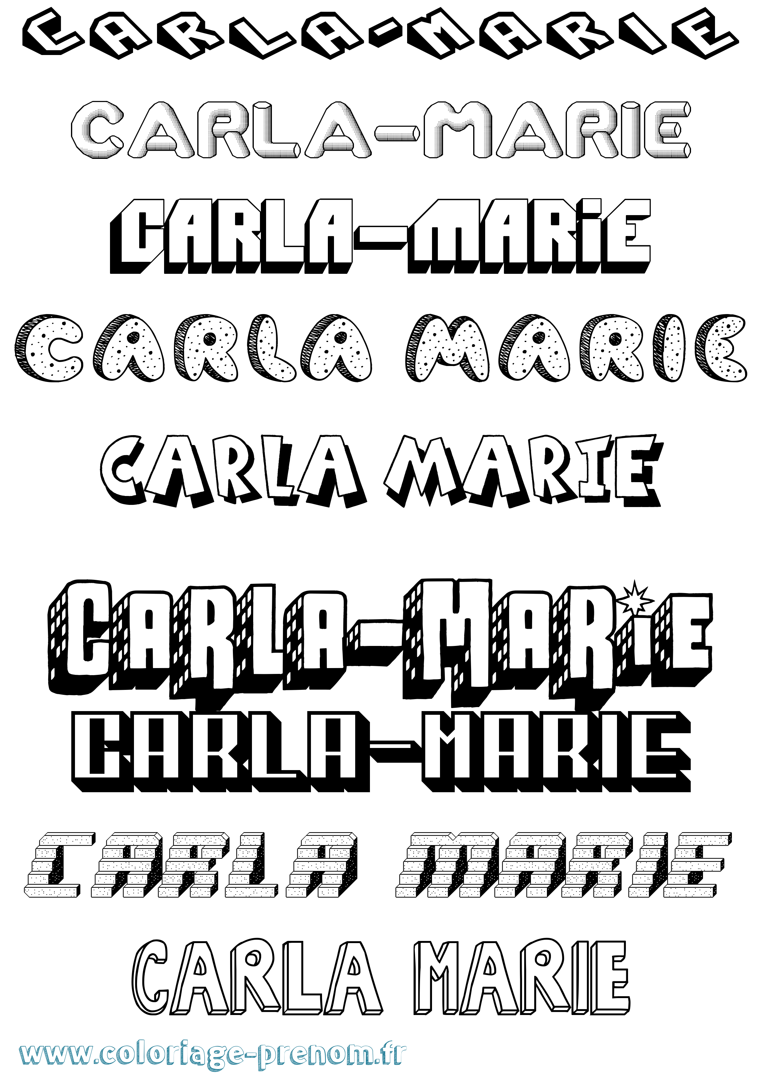 Coloriage Carla-Marie Effet 3D Coloriage prénom Carla-Marie Effet 3D