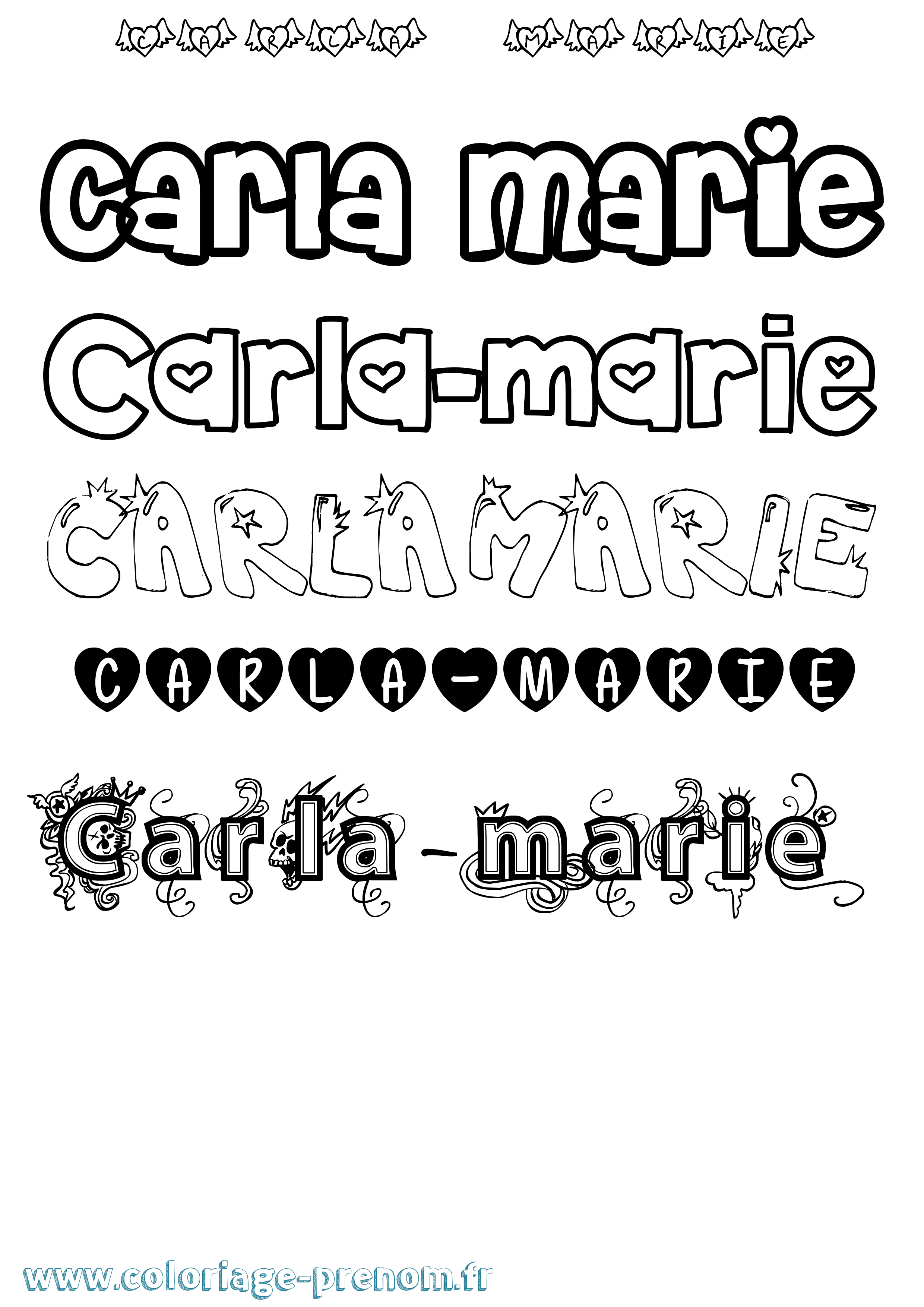 Coloriage Carla-Marie Girly Coloriage prénom Carla-Marie Girly
