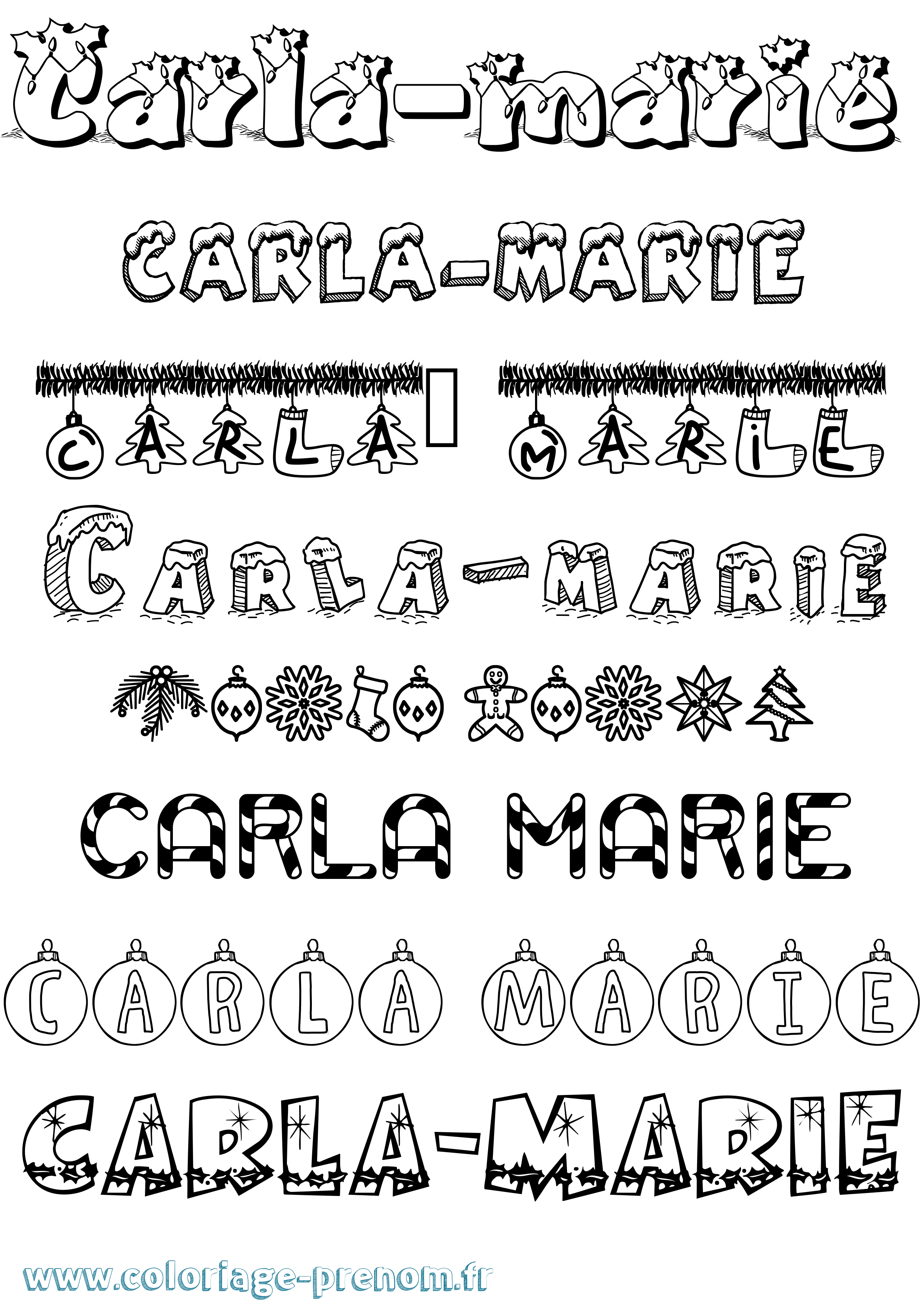 Coloriage Carla-Marie Noël Coloriage prénom Carla-Marie Noël