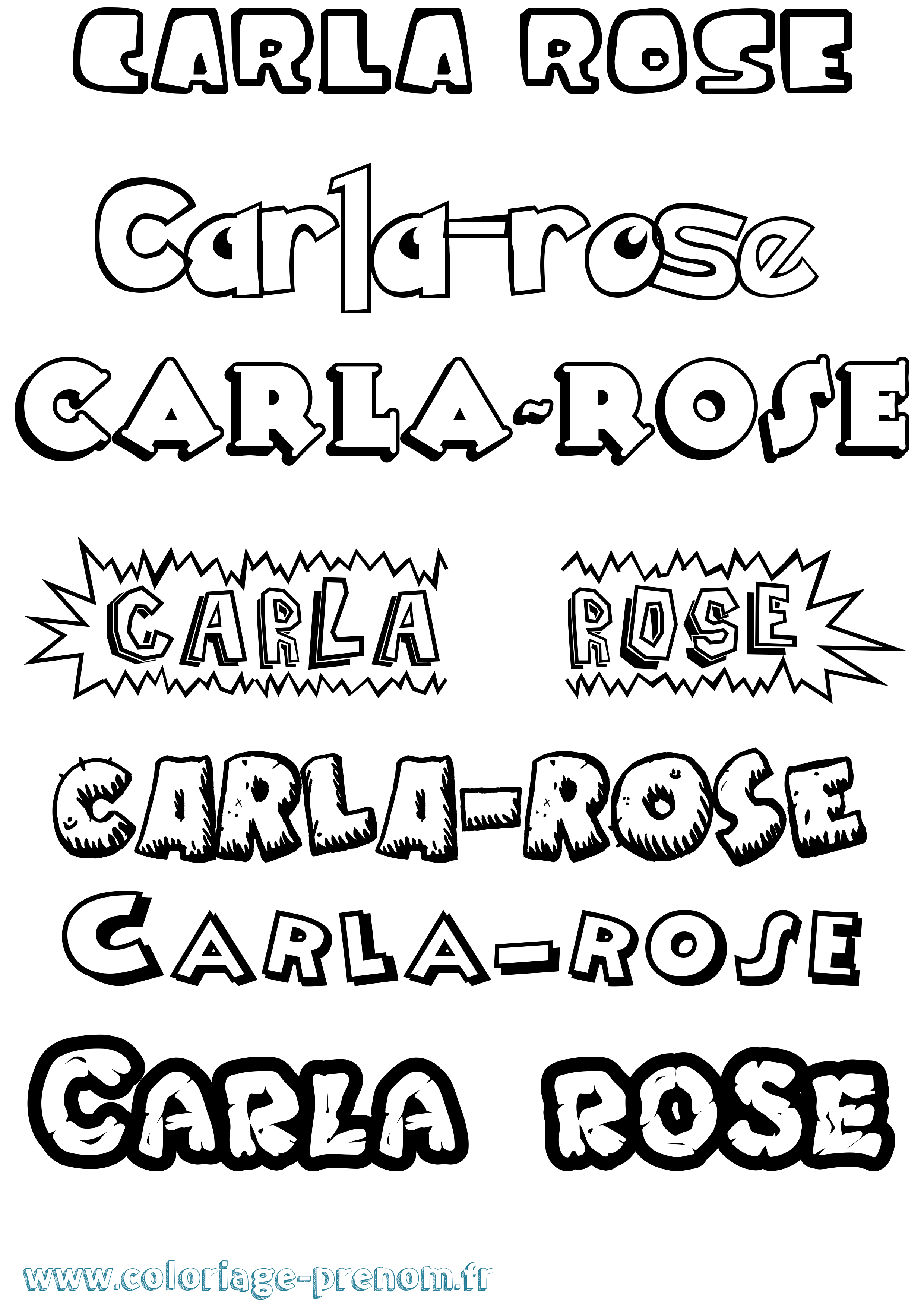 Coloriage Carla-Rose Dessin Animé Coloriage prénom Carla-Rose Dessin Animé