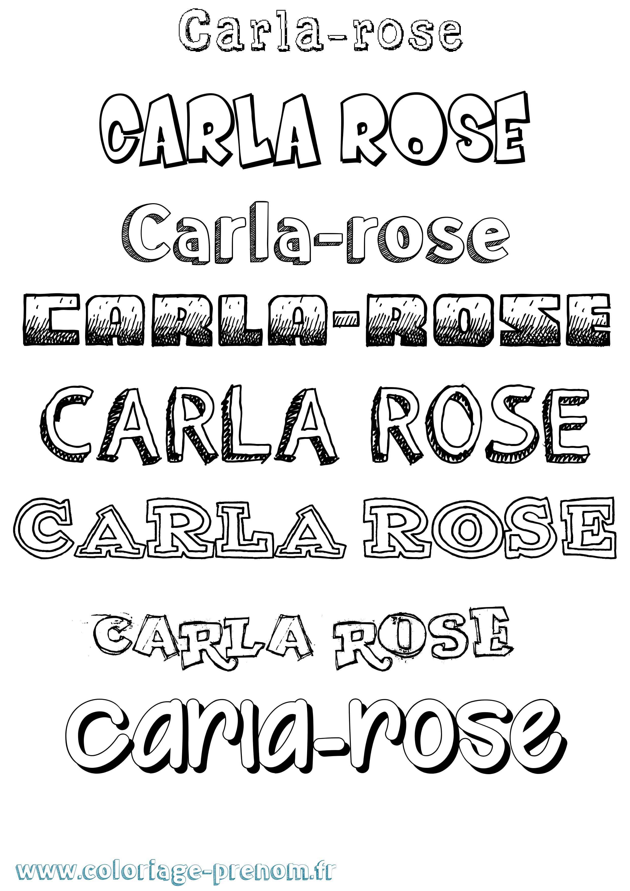 Coloriage Carla-Rose Dessiné Coloriage prénom Carla-Rose Dessiné