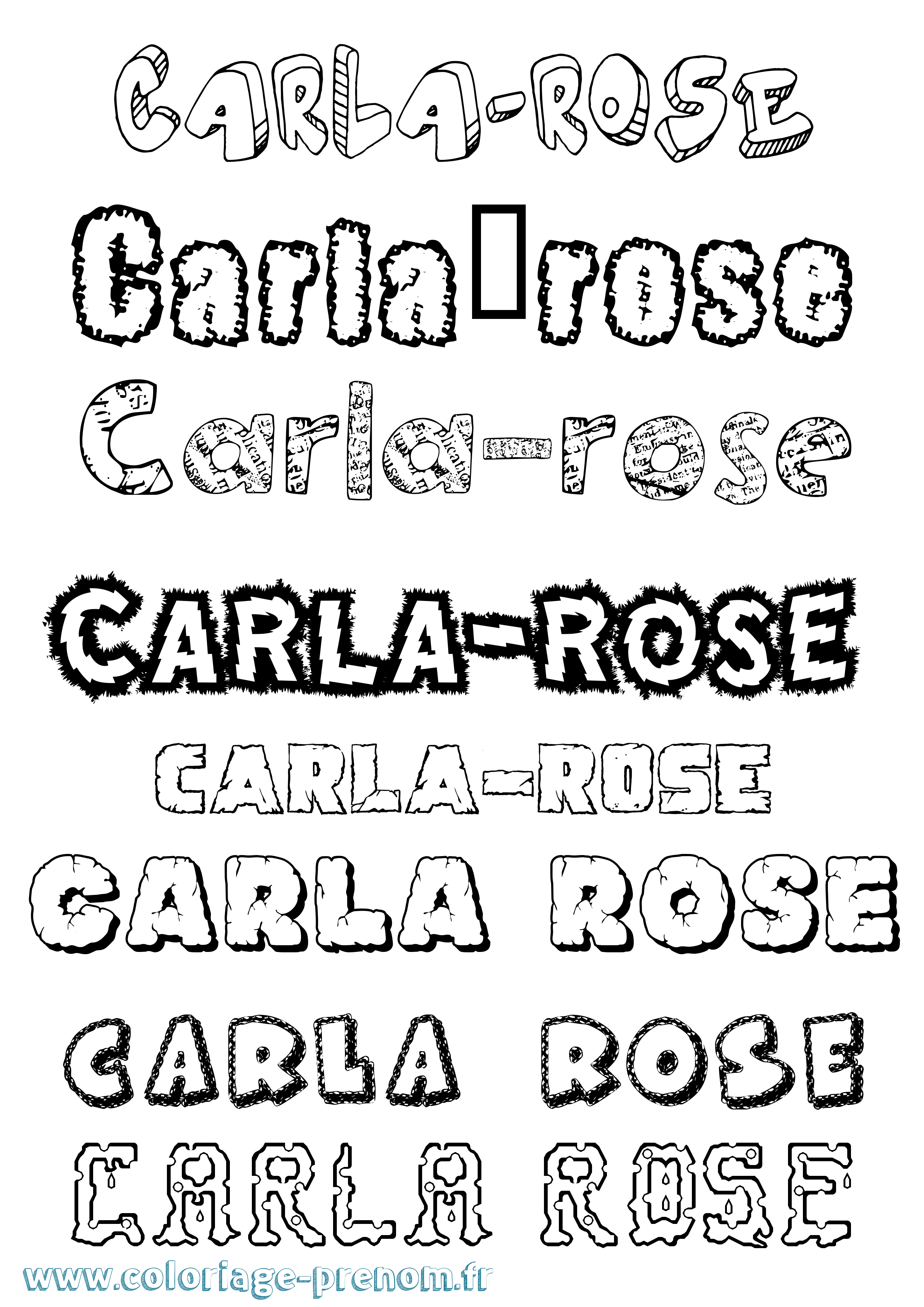 Coloriage Carla-Rose Destructuré Coloriage prénom Carla-Rose Destructuré