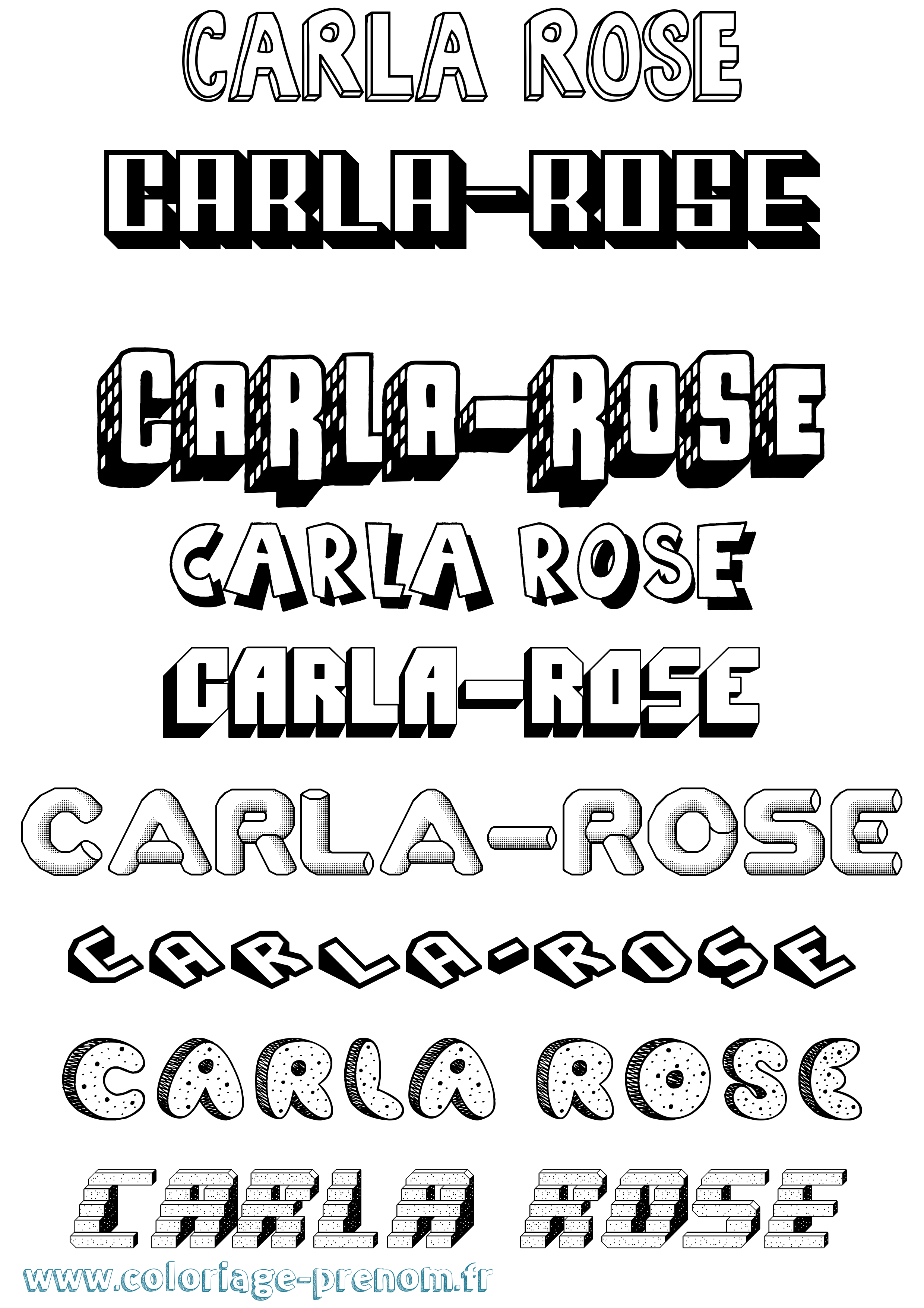 Coloriage Carla-Rose Effet 3D Coloriage prénom Carla-Rose Effet 3D