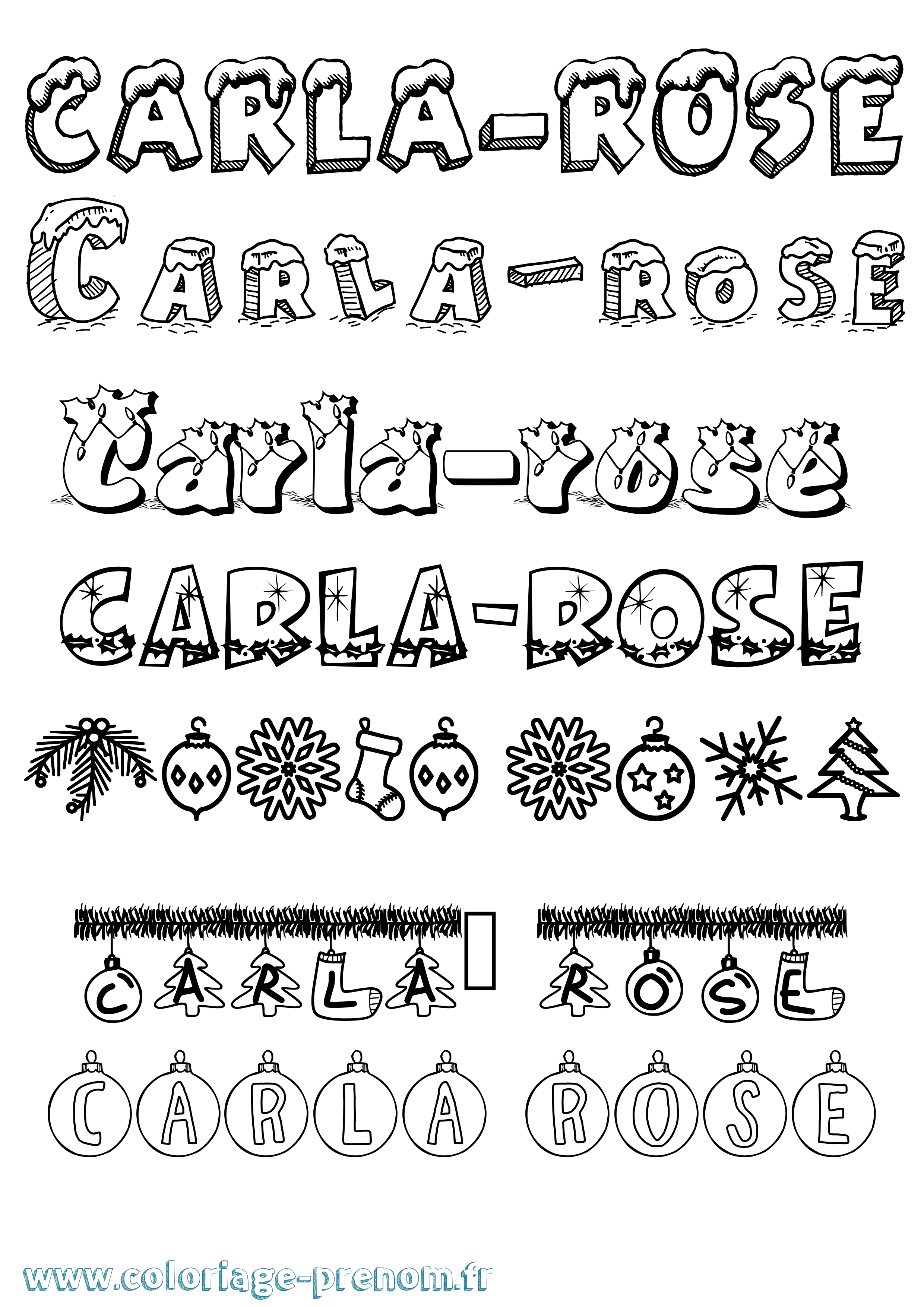 Coloriage Carla-Rose Noël Coloriage prénom Carla-Rose Noël