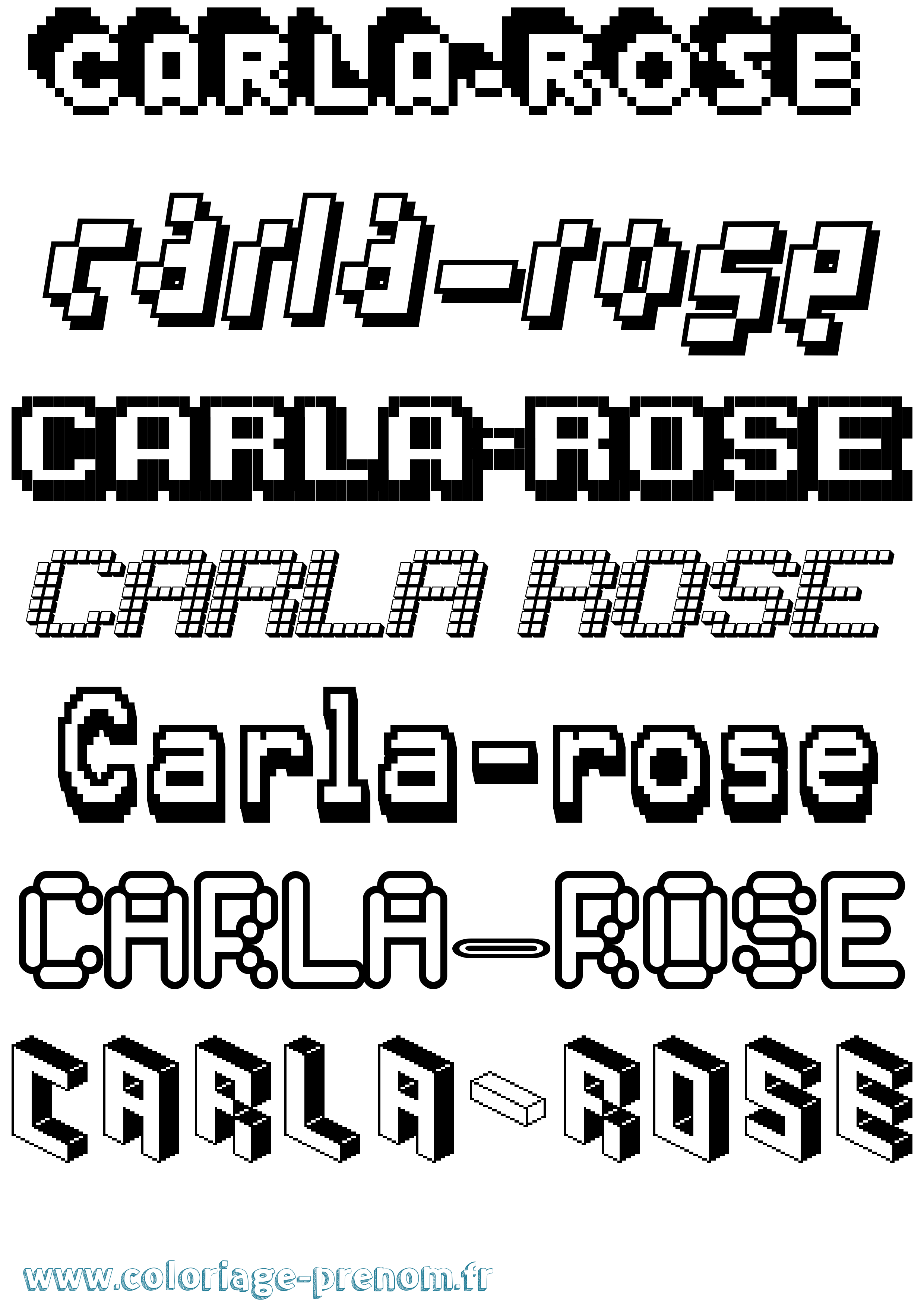 Coloriage Carla-Rose Pixel Coloriage prénom Carla-Rose Pixel