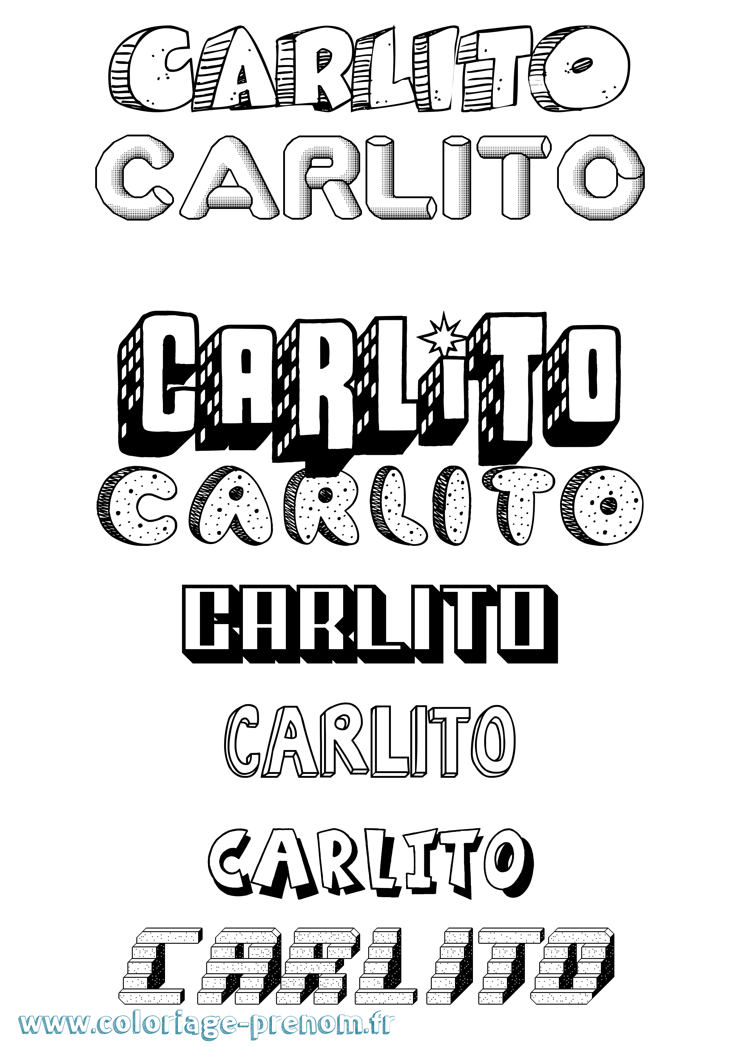 Coloriage Carlito Effet 3D Coloriage prénom Carlito Effet 3D