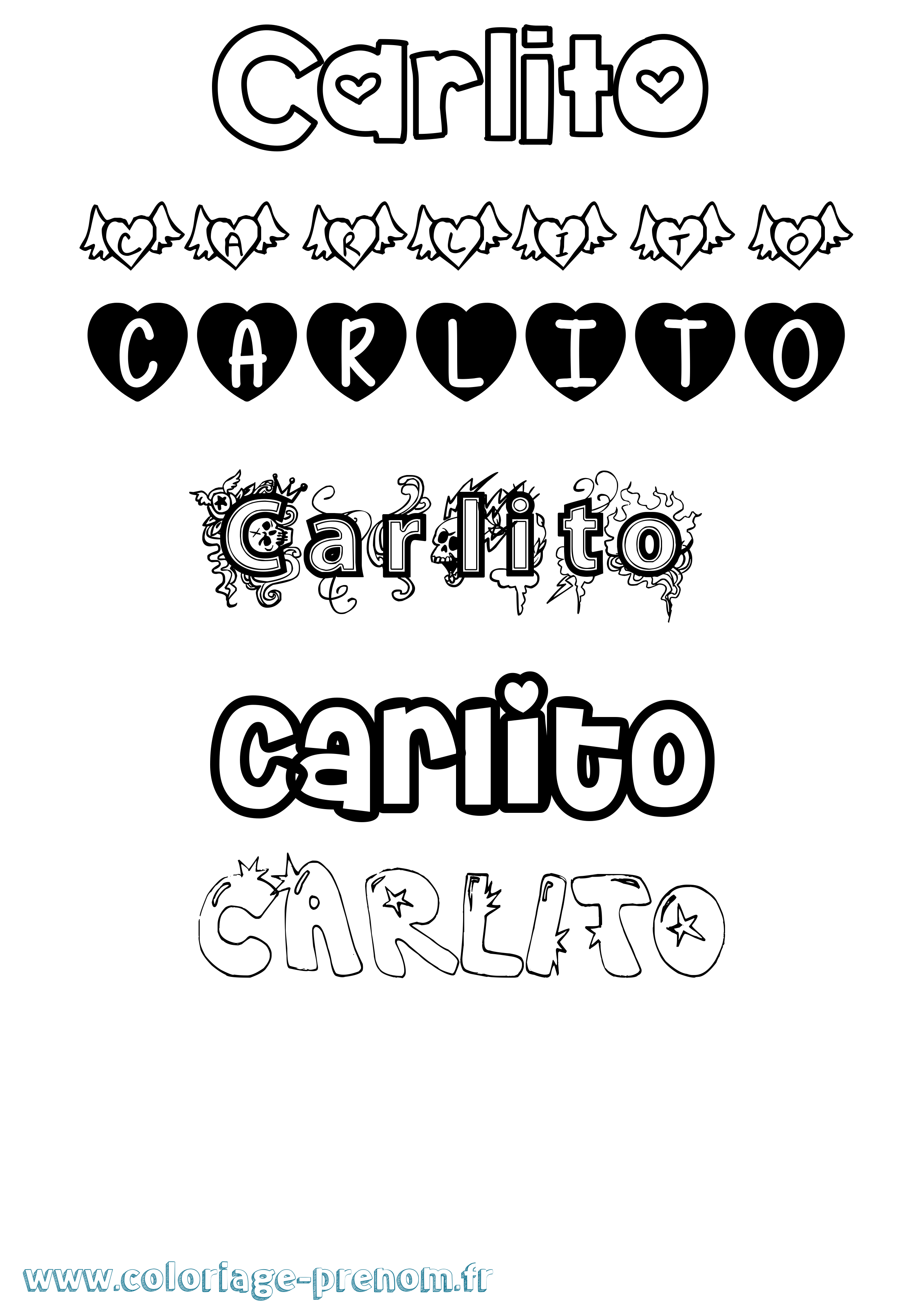 Coloriage Carlito Girly Coloriage prénom Carlito Girly