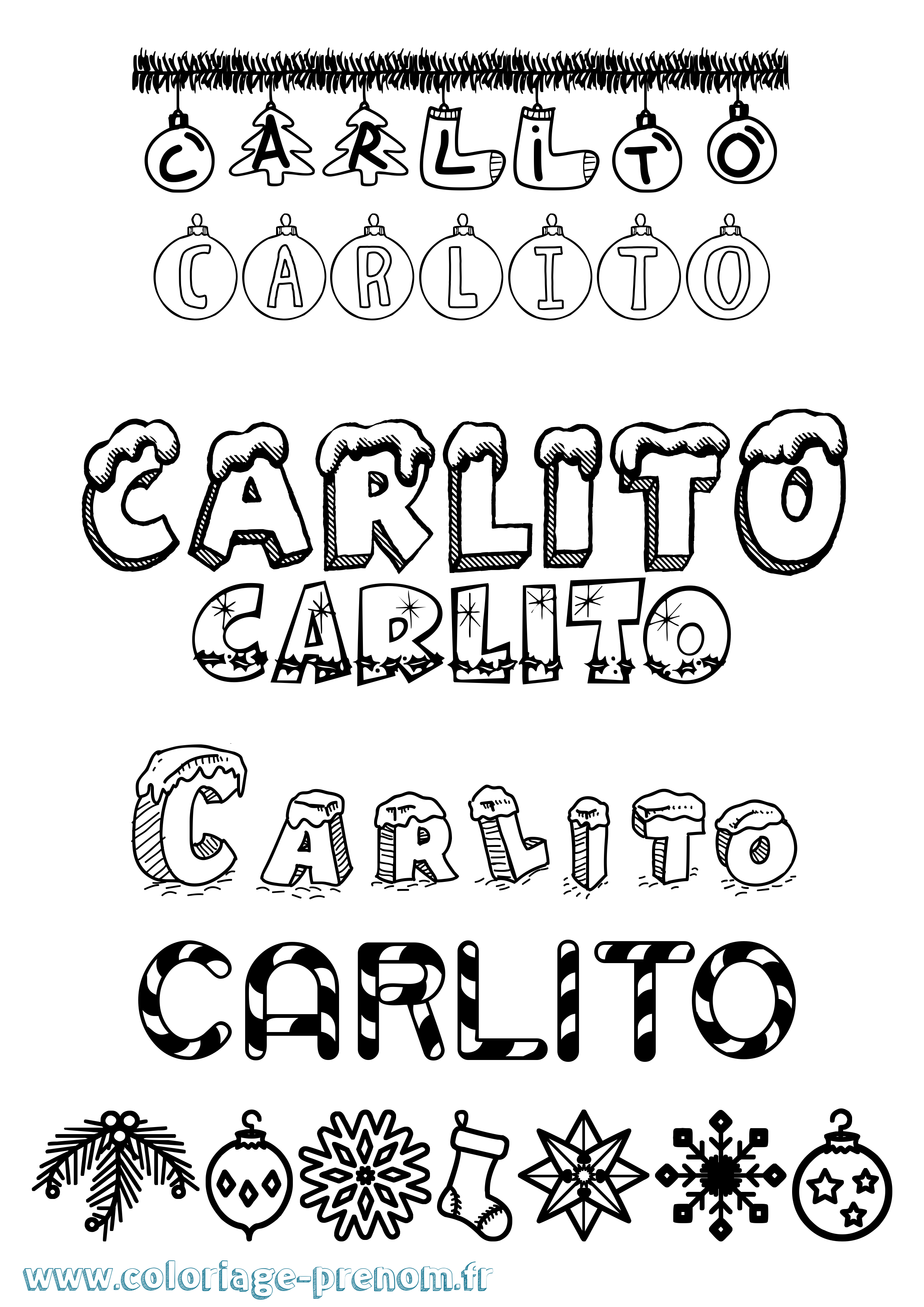 Coloriage Carlito Noël Coloriage prénom Carlito Noël