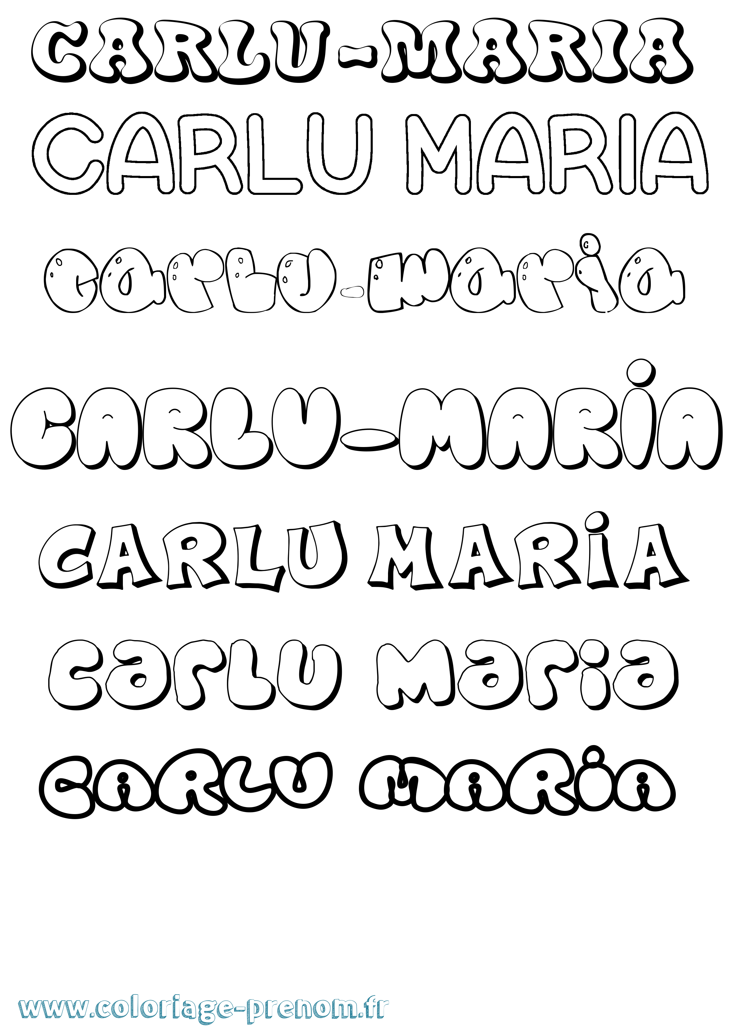 Coloriage Carlu-Maria Bubble Coloriage prénom Carlu-Maria Bubble