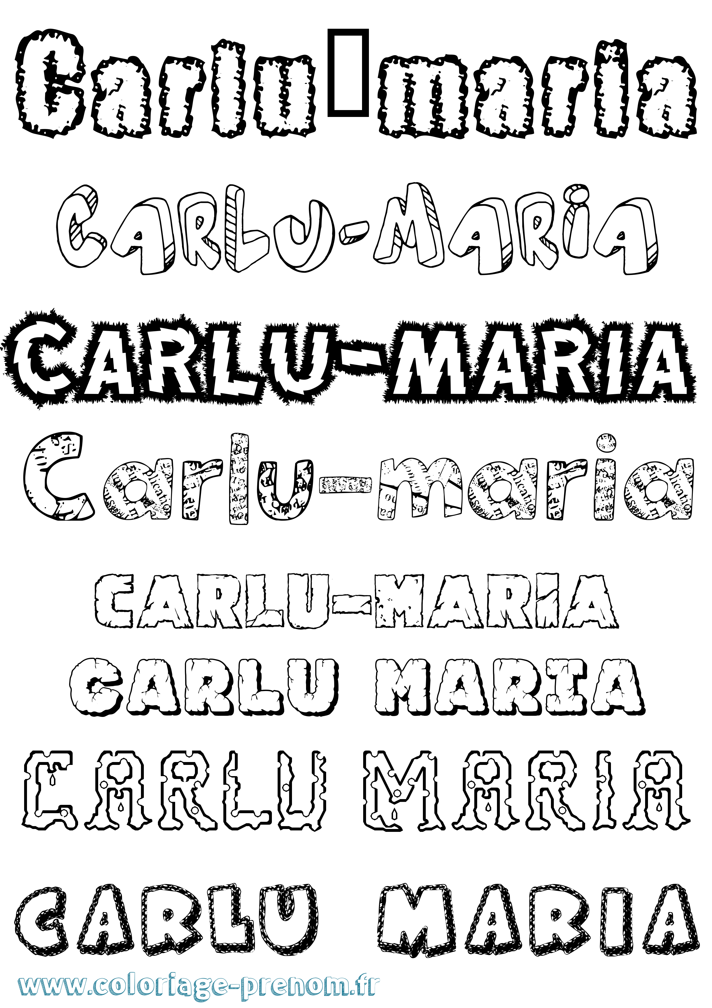 Coloriage Carlu-Maria Destructuré Coloriage prénom Carlu-Maria Destructuré
