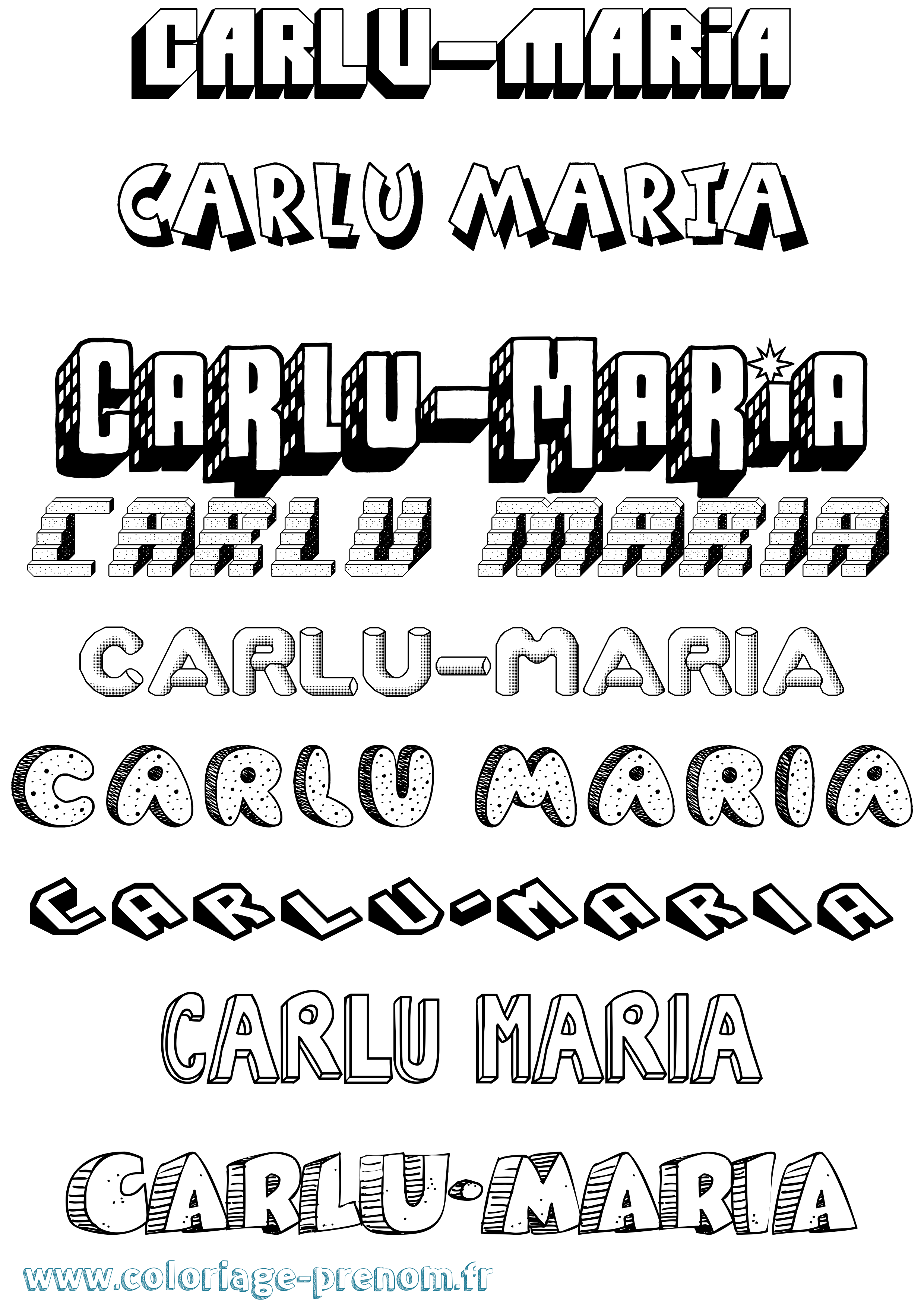 Coloriage Carlu-Maria Effet 3D Coloriage prénom Carlu-Maria Effet 3D