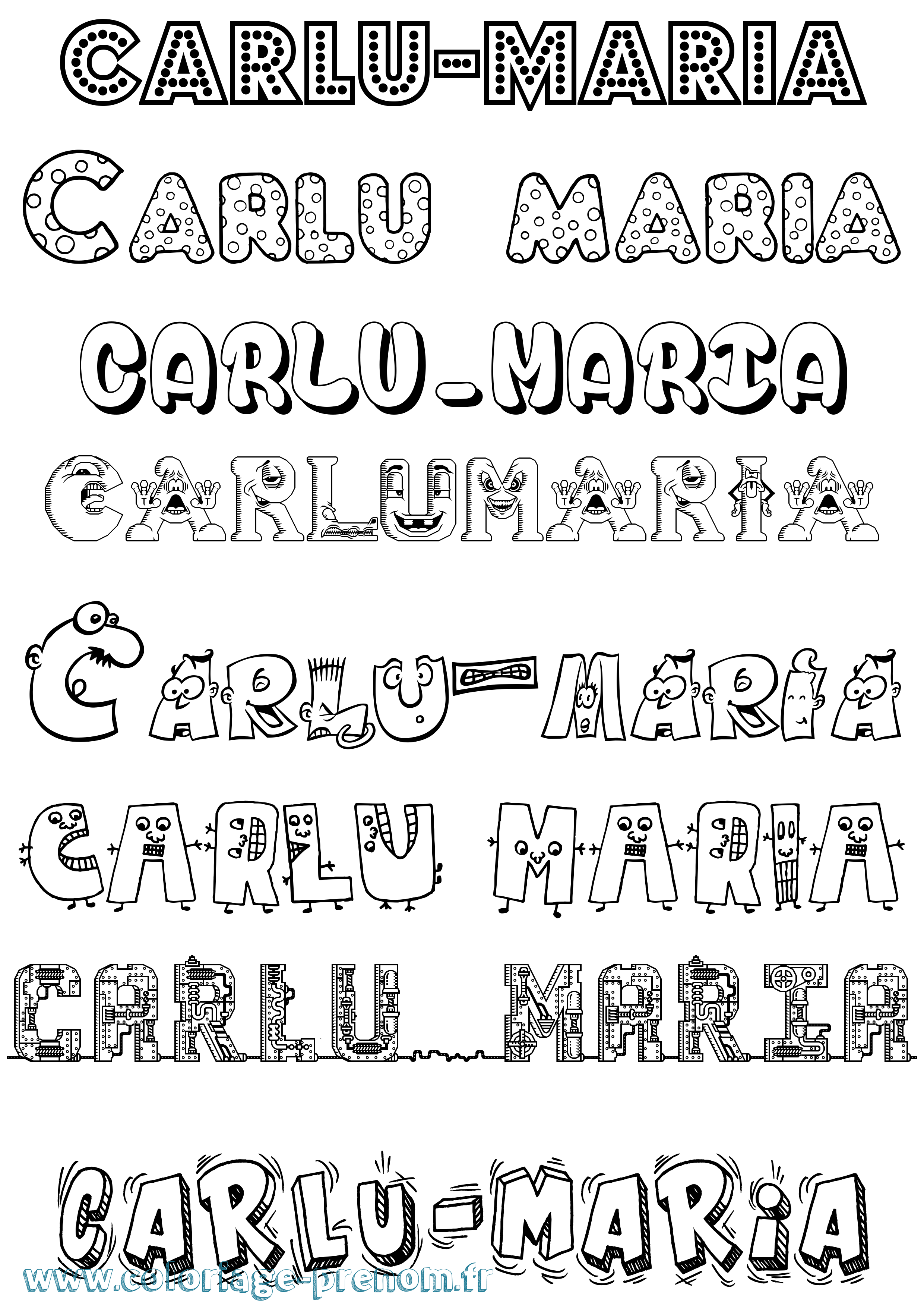 Coloriage Carlu-Maria Fun Coloriage prénom Carlu-Maria Fun
