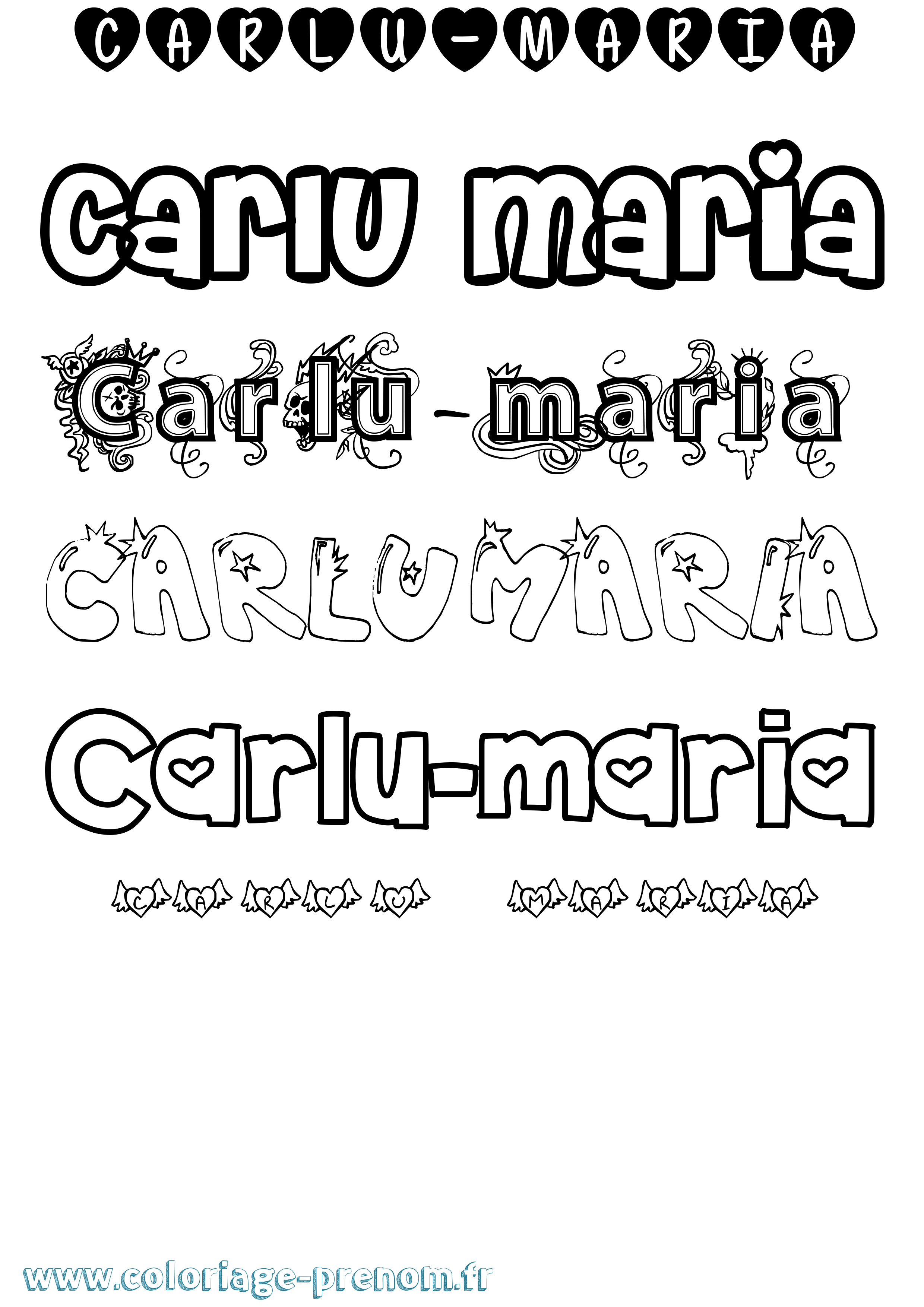 Coloriage Carlu-Maria Girly Coloriage prénom Carlu-Maria Girly
