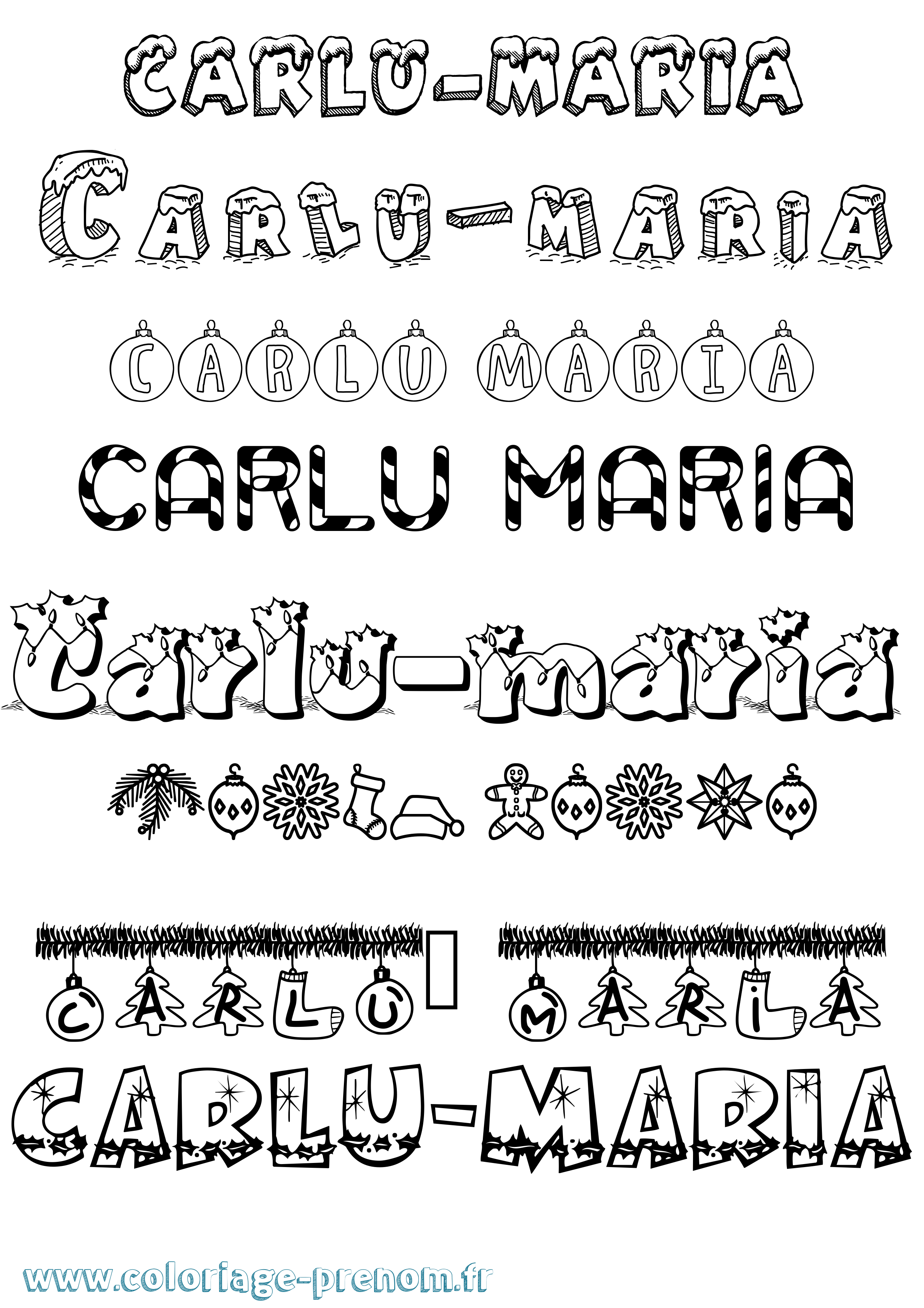 Coloriage Carlu-Maria Noël Coloriage prénom Carlu-Maria Noël