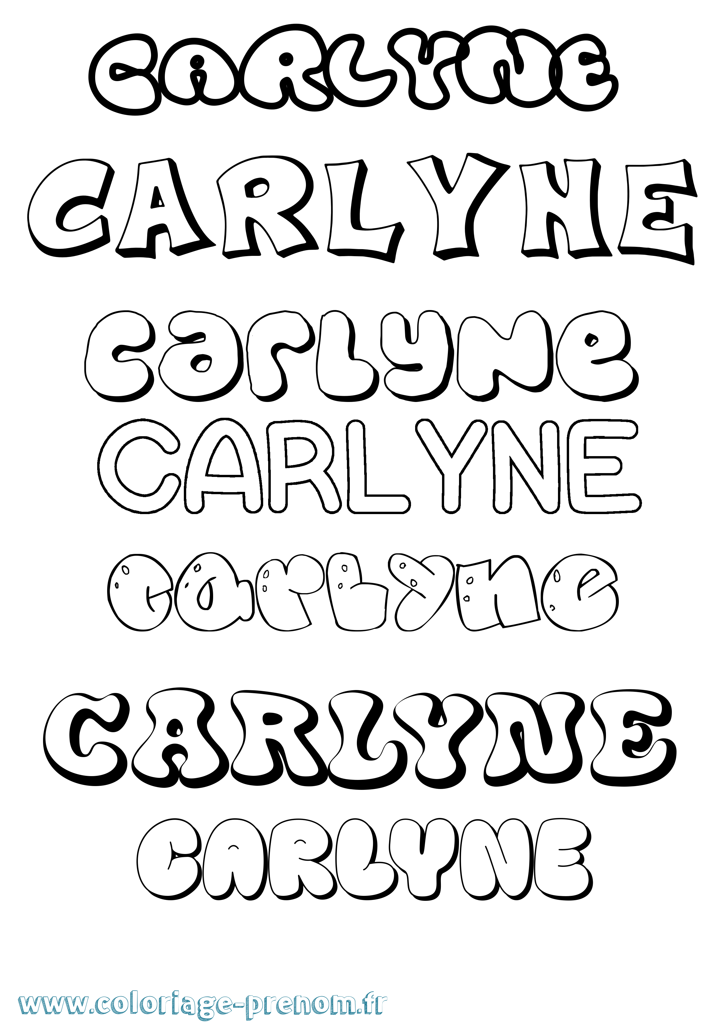 Coloriage Carlyne Bubble Coloriage prénom Carlyne Bubble