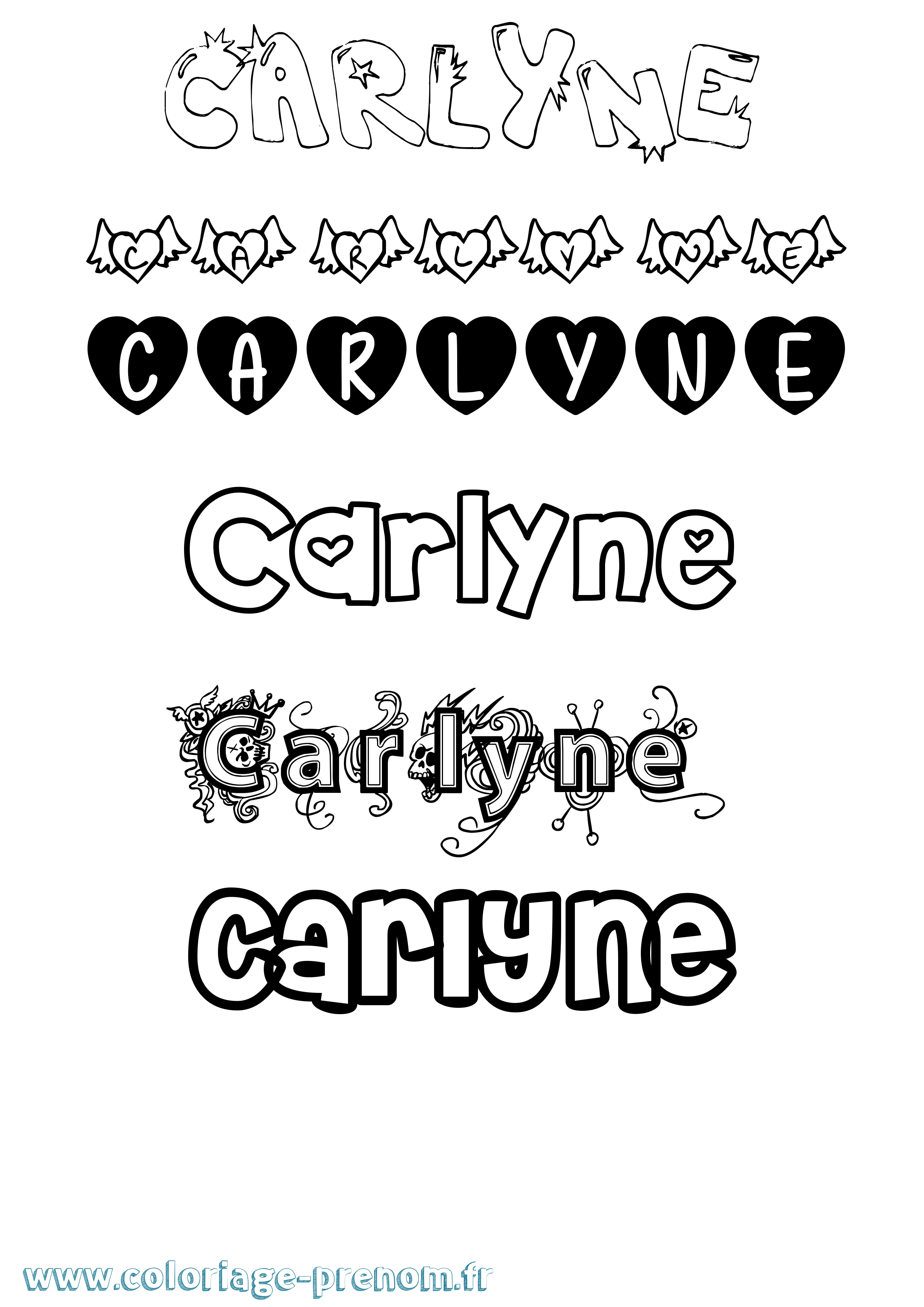 Coloriage Carlyne Girly Coloriage prénom Carlyne Girly