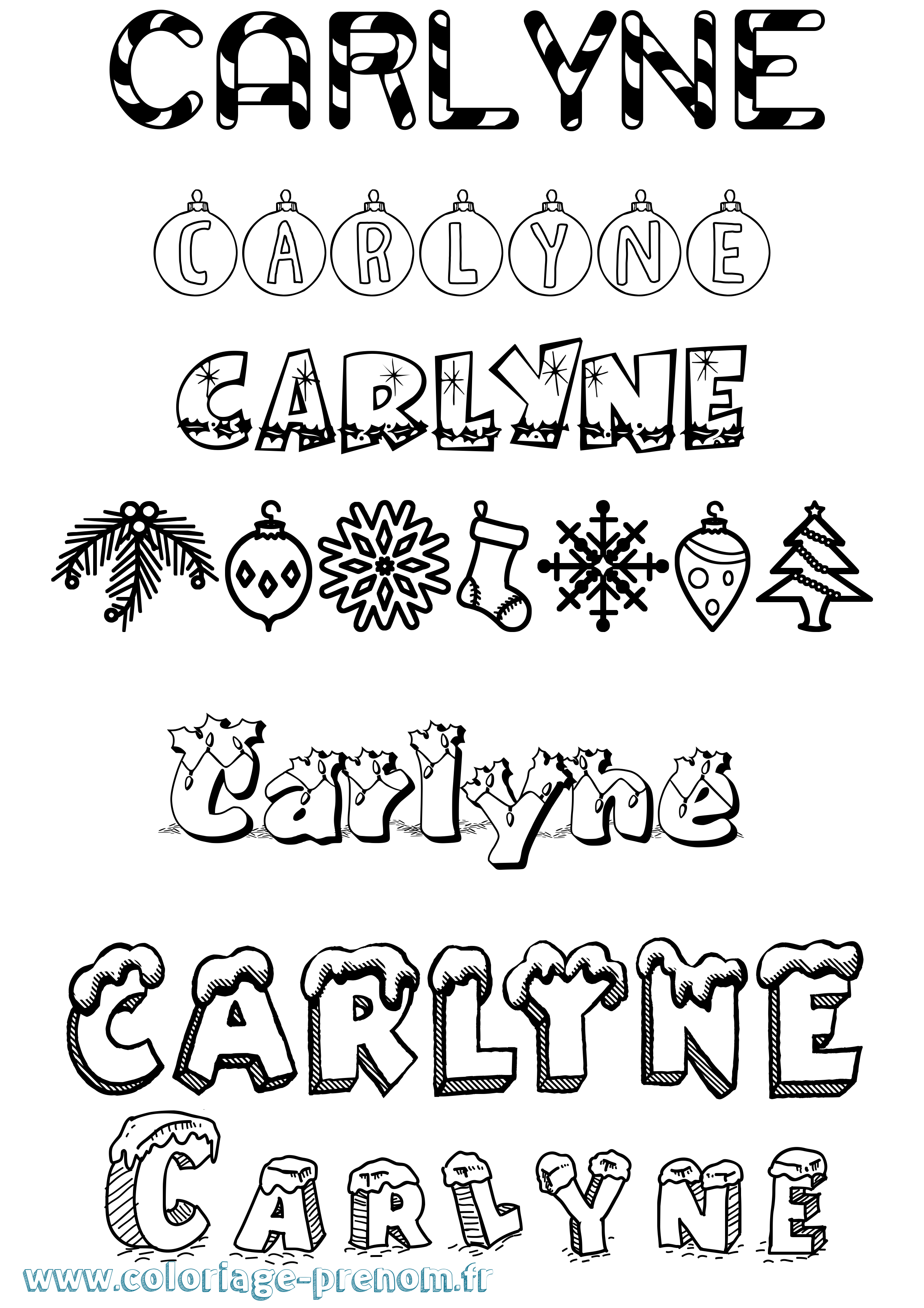 Coloriage Carlyne Noël Coloriage prénom Carlyne Noël