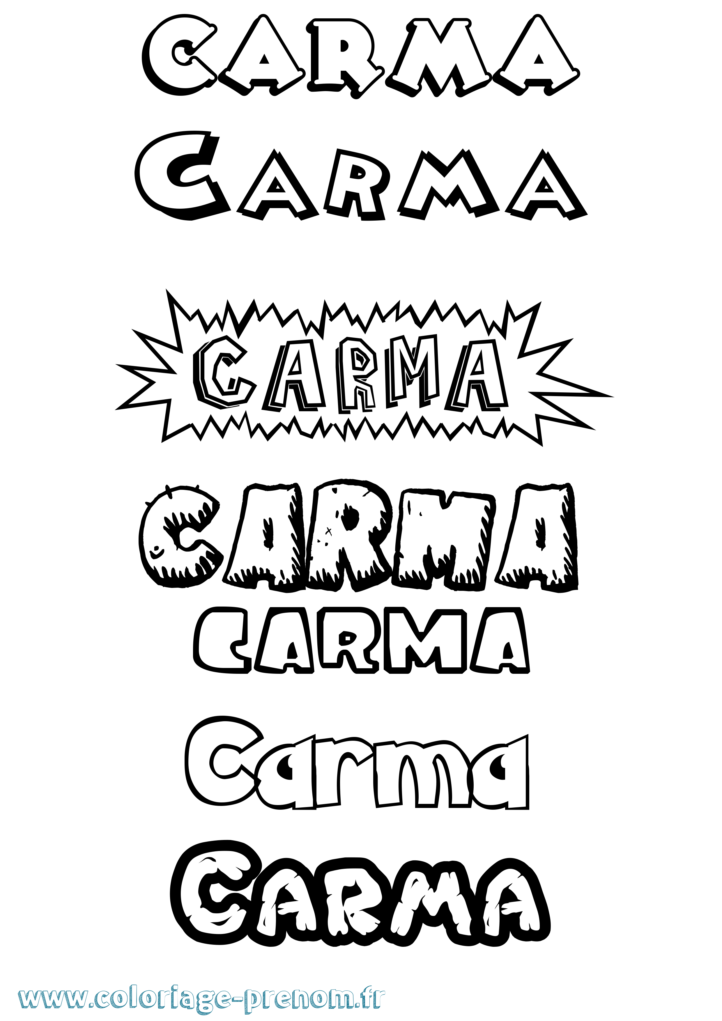 Coloriage Carma Dessin Animé Coloriage prénom Carma Dessin Animé