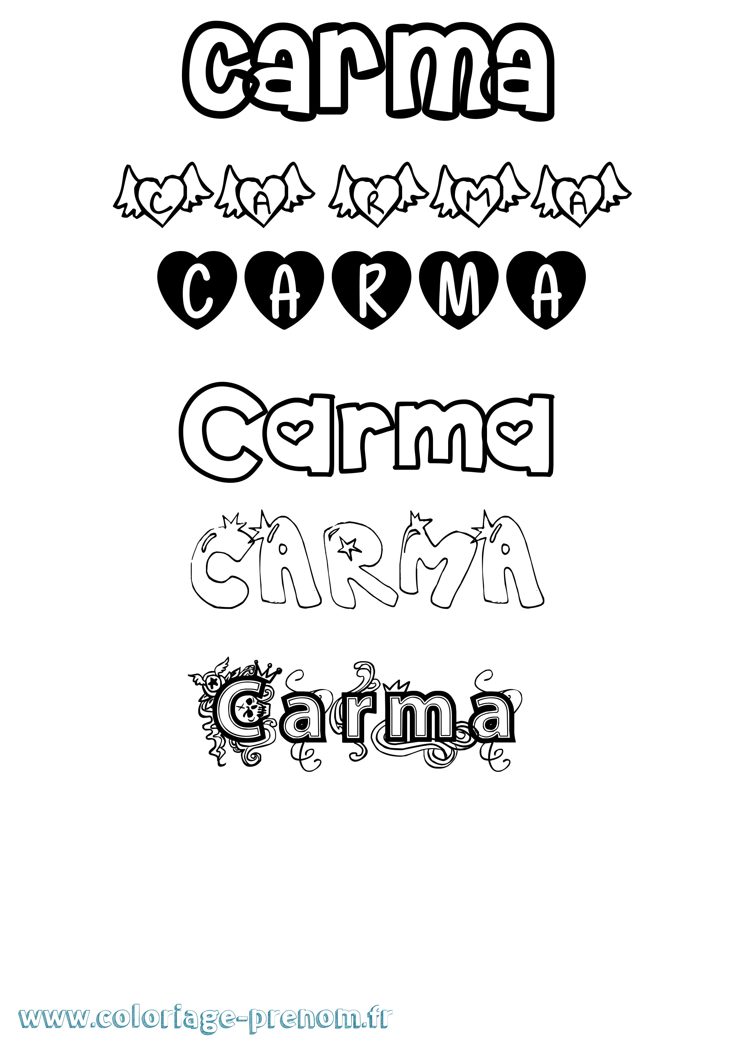 Coloriage Carma Girly Coloriage prénom Carma Girly