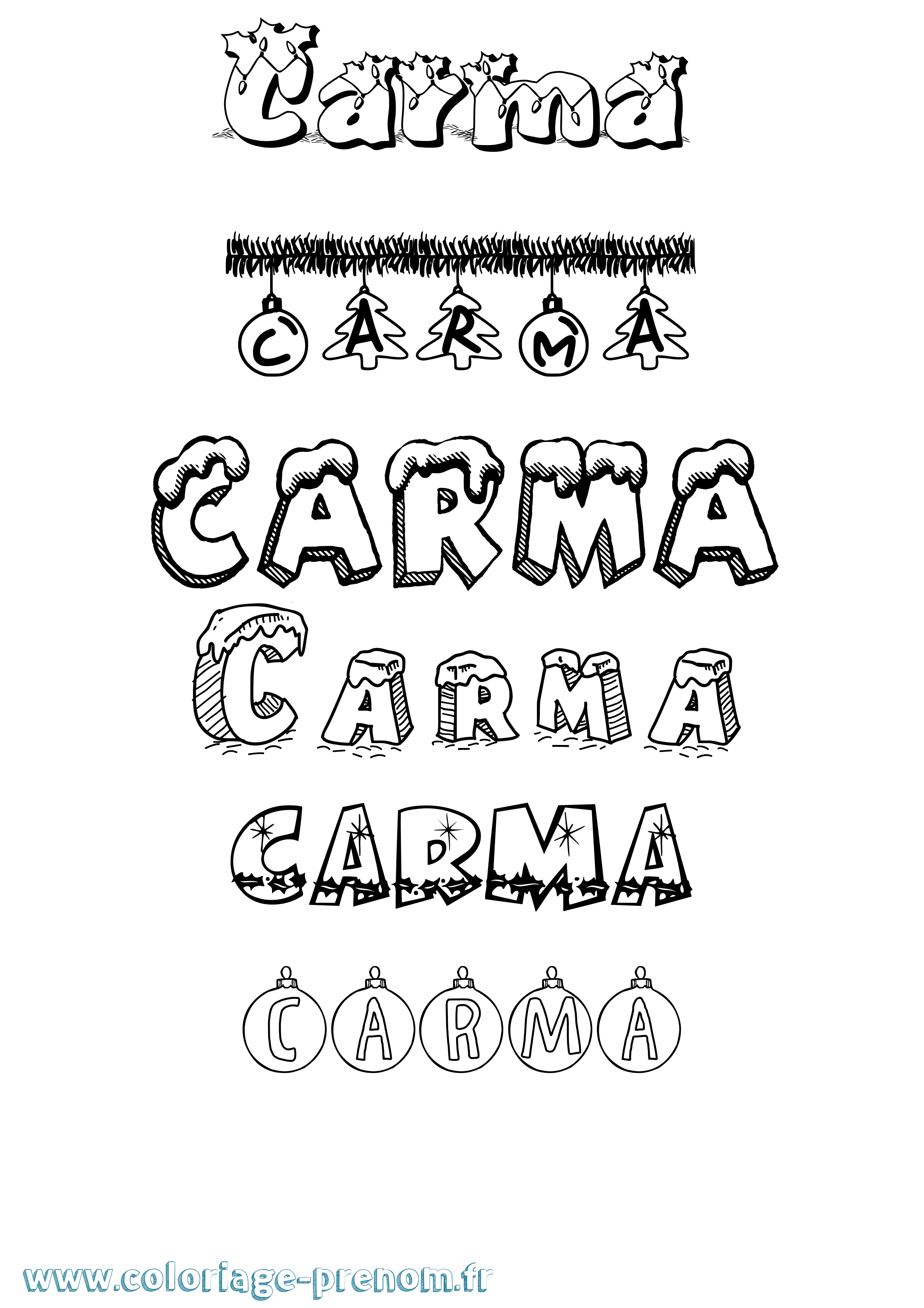 Coloriage Carma Noël Coloriage prénom Carma Noël