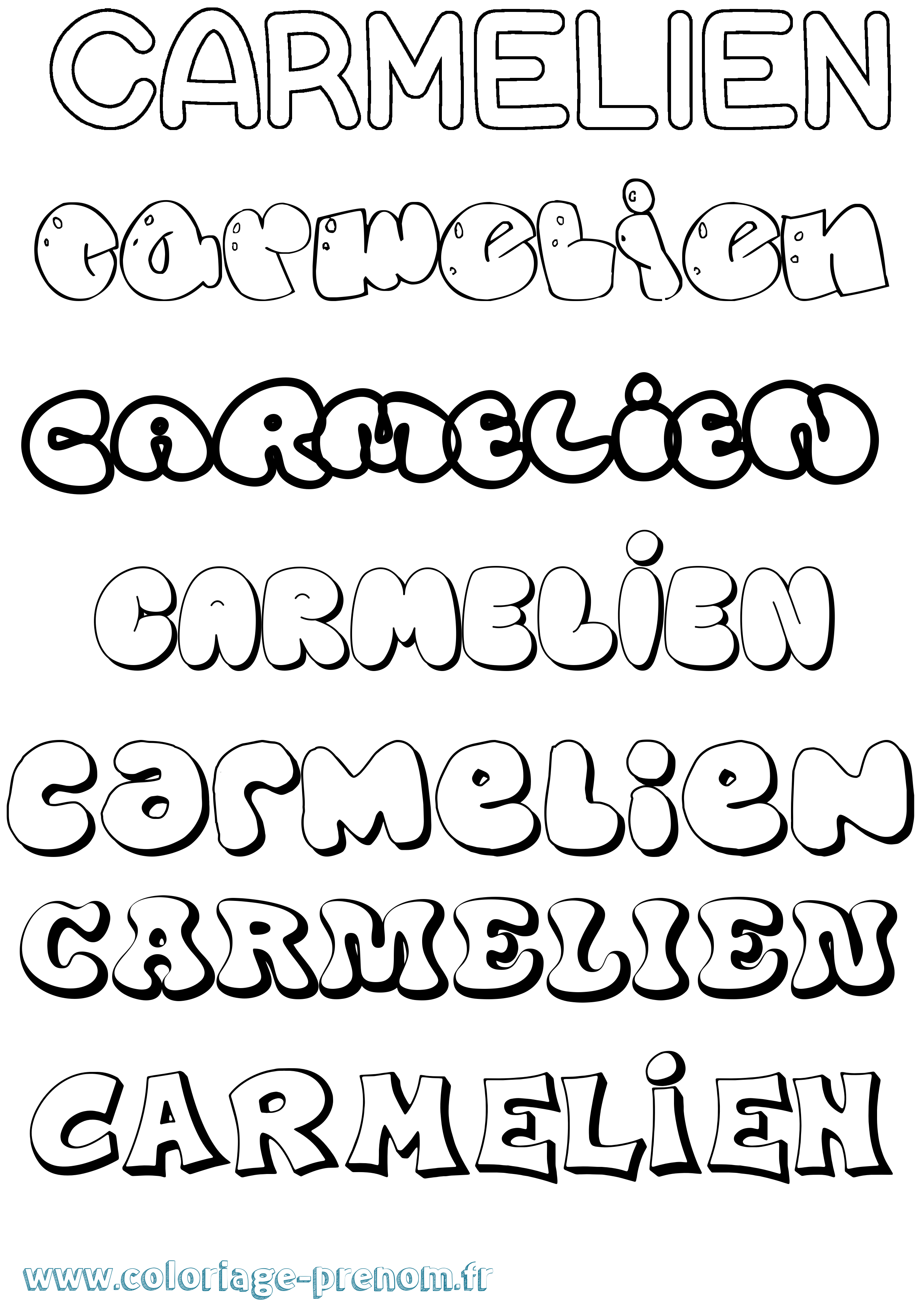 Coloriage Carmelien Bubble Coloriage prénom Carmelien Bubble