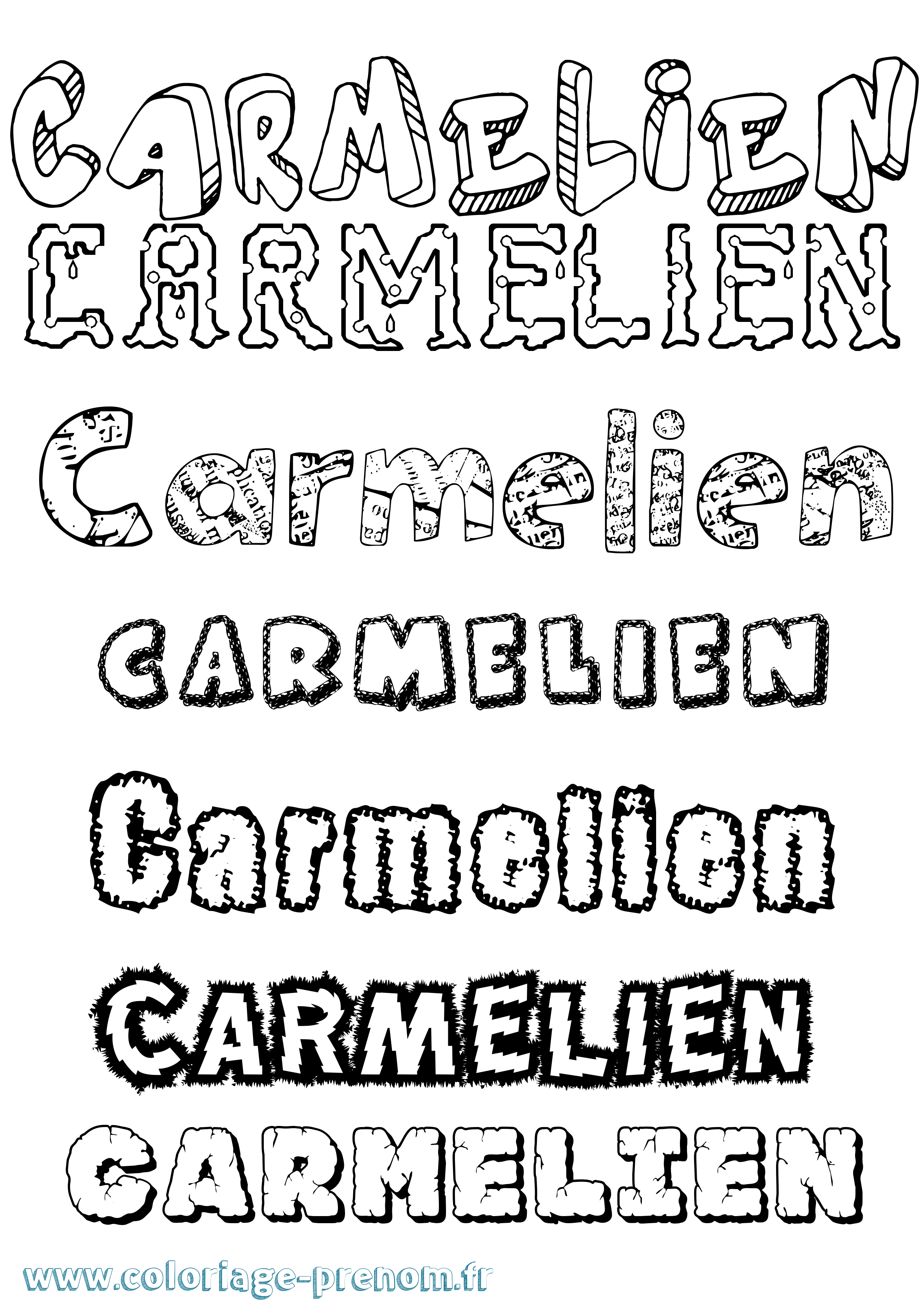 Coloriage Carmelien Destructuré Coloriage prénom Carmelien Destructuré