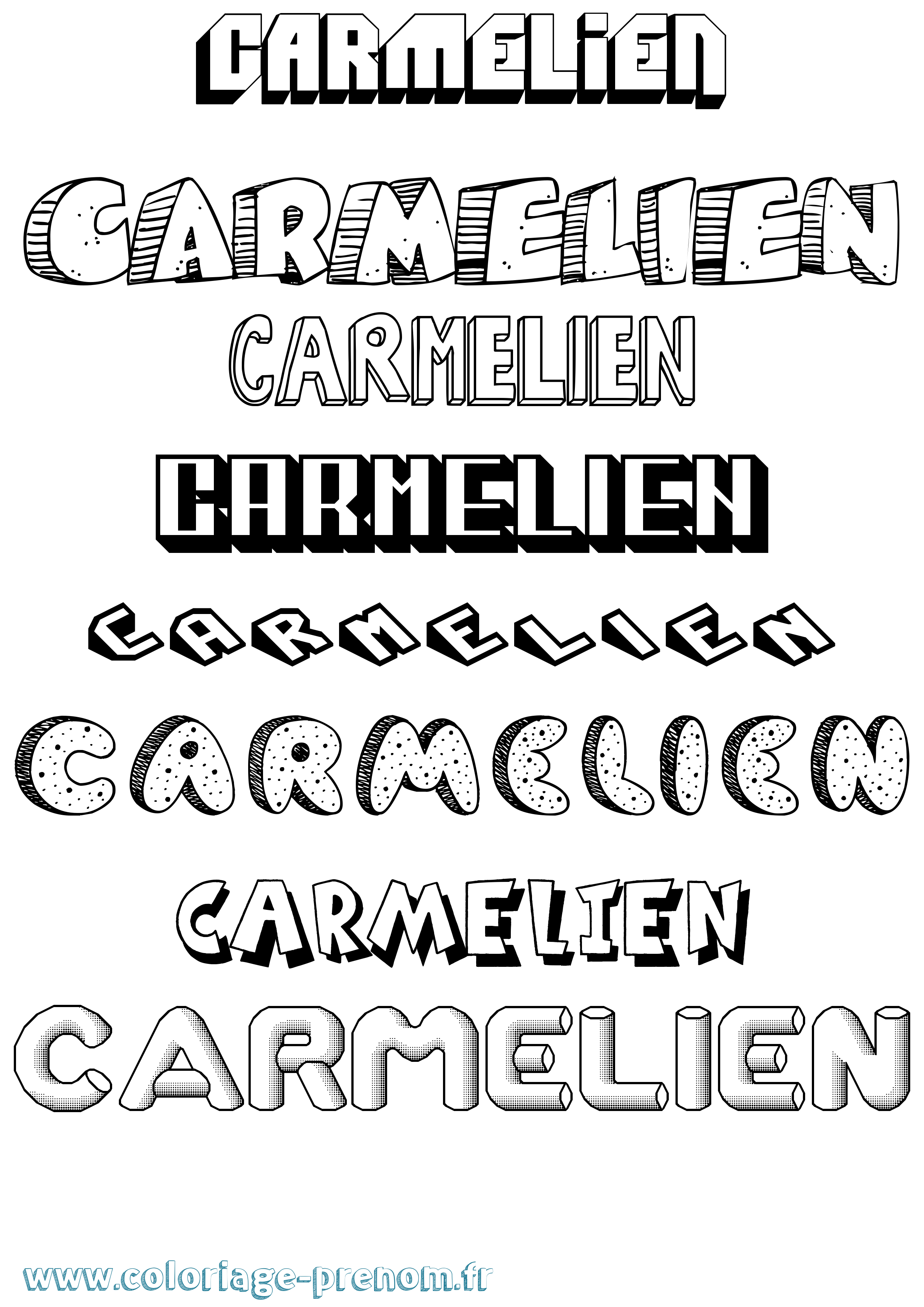 Coloriage Carmelien Effet 3D Coloriage prénom Carmelien Effet 3D