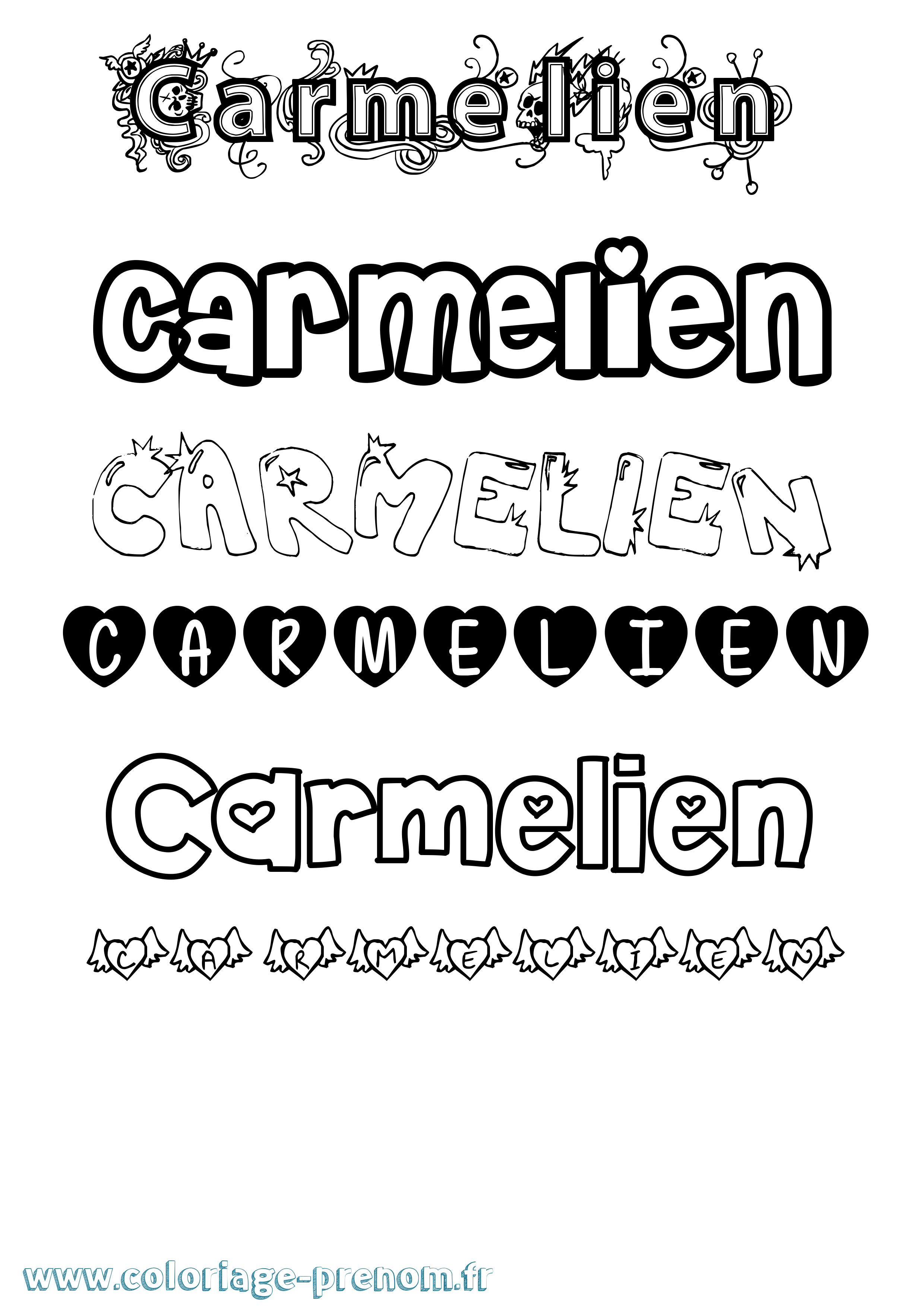 Coloriage Carmelien Girly Coloriage prénom Carmelien Girly