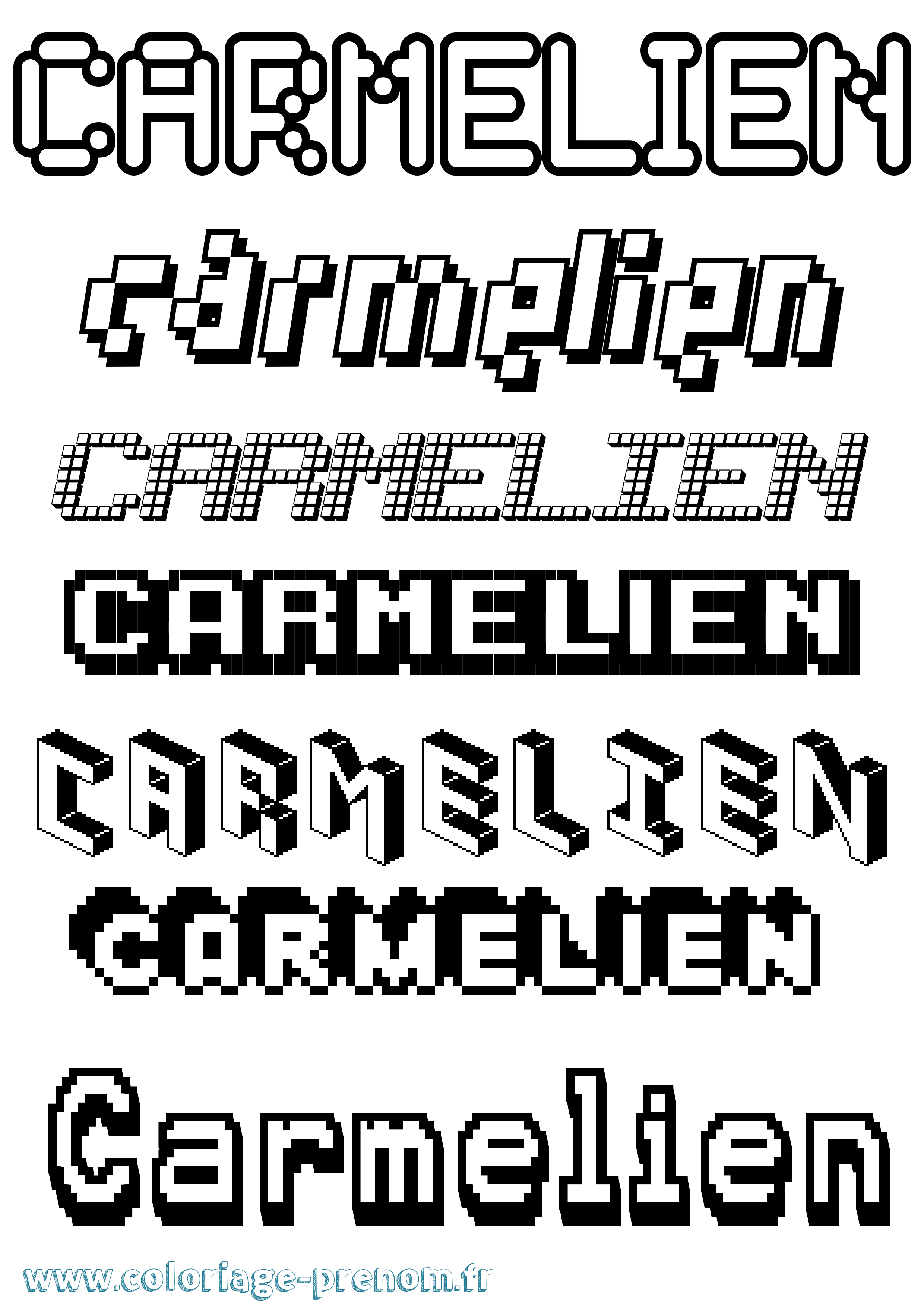 Coloriage Carmelien Pixel Coloriage prénom Carmelien Pixel