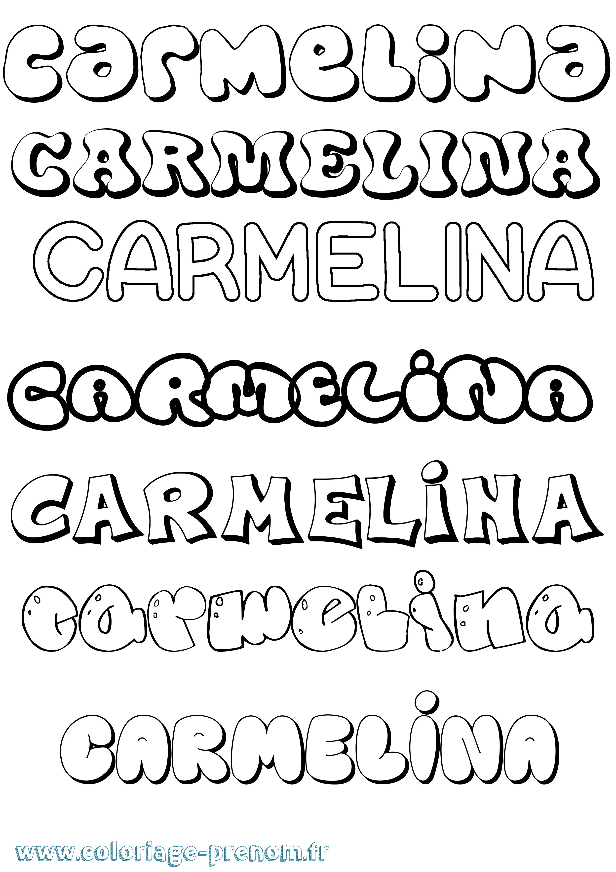 Coloriage Carmelina Bubble Coloriage prénom Carmelina Bubble