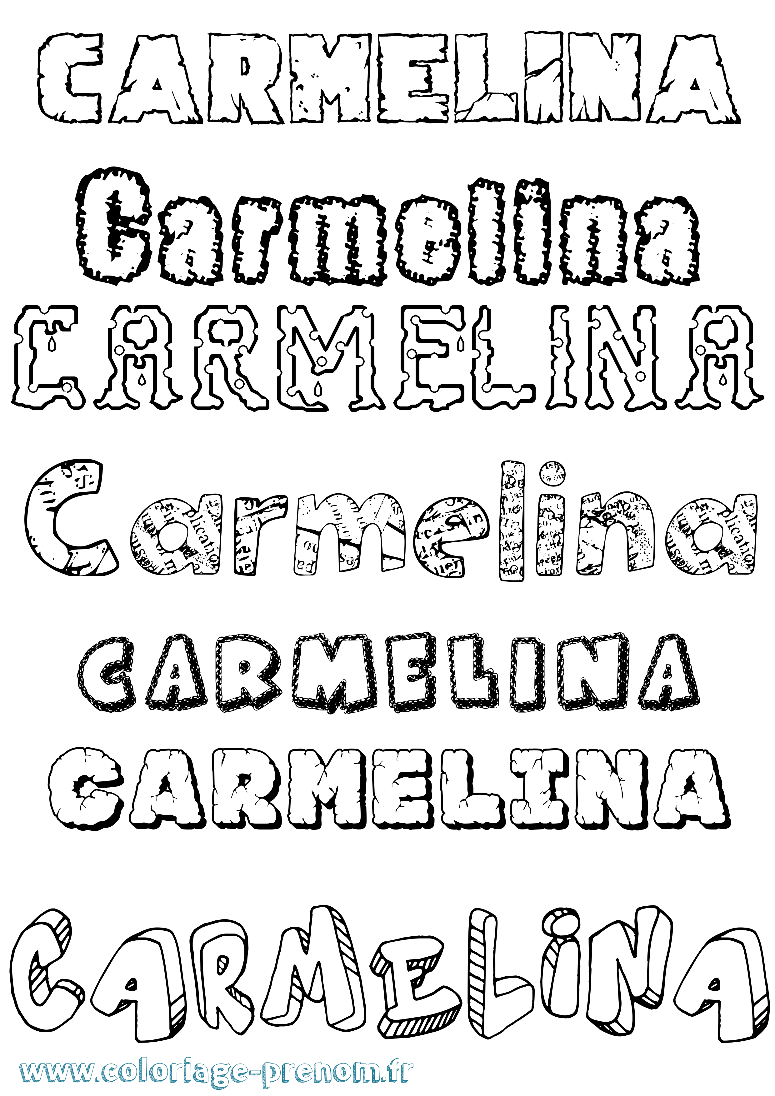 Coloriage Carmelina Destructuré Coloriage prénom Carmelina Destructuré