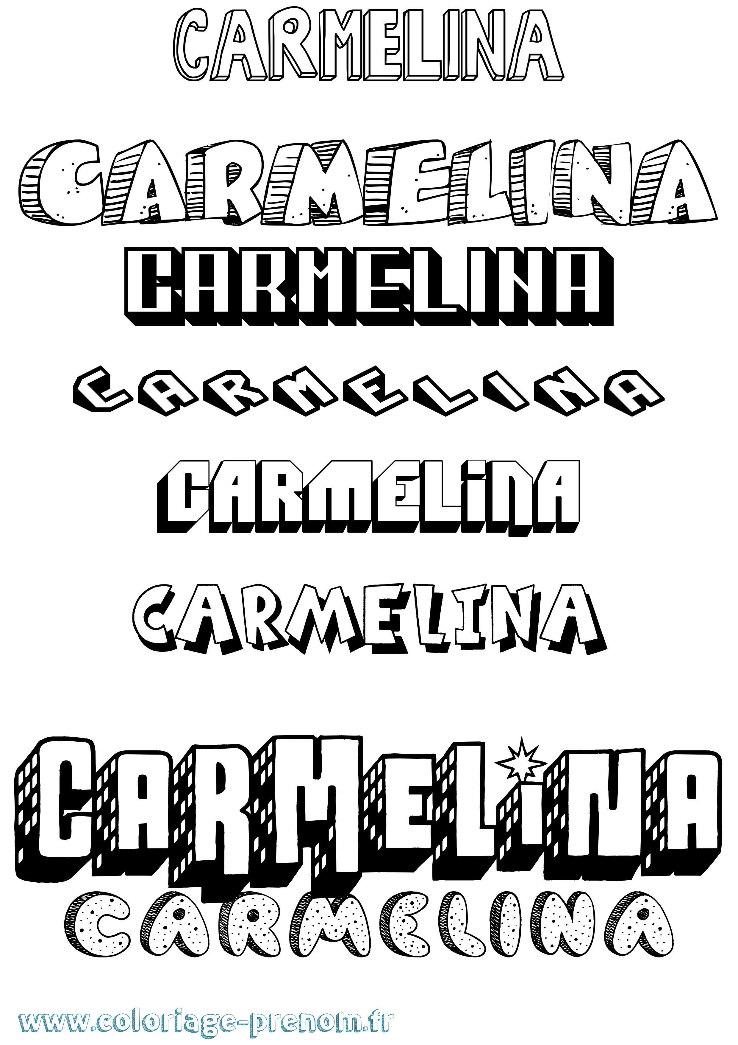 Coloriage Carmelina Effet 3D Coloriage prénom Carmelina Effet 3D