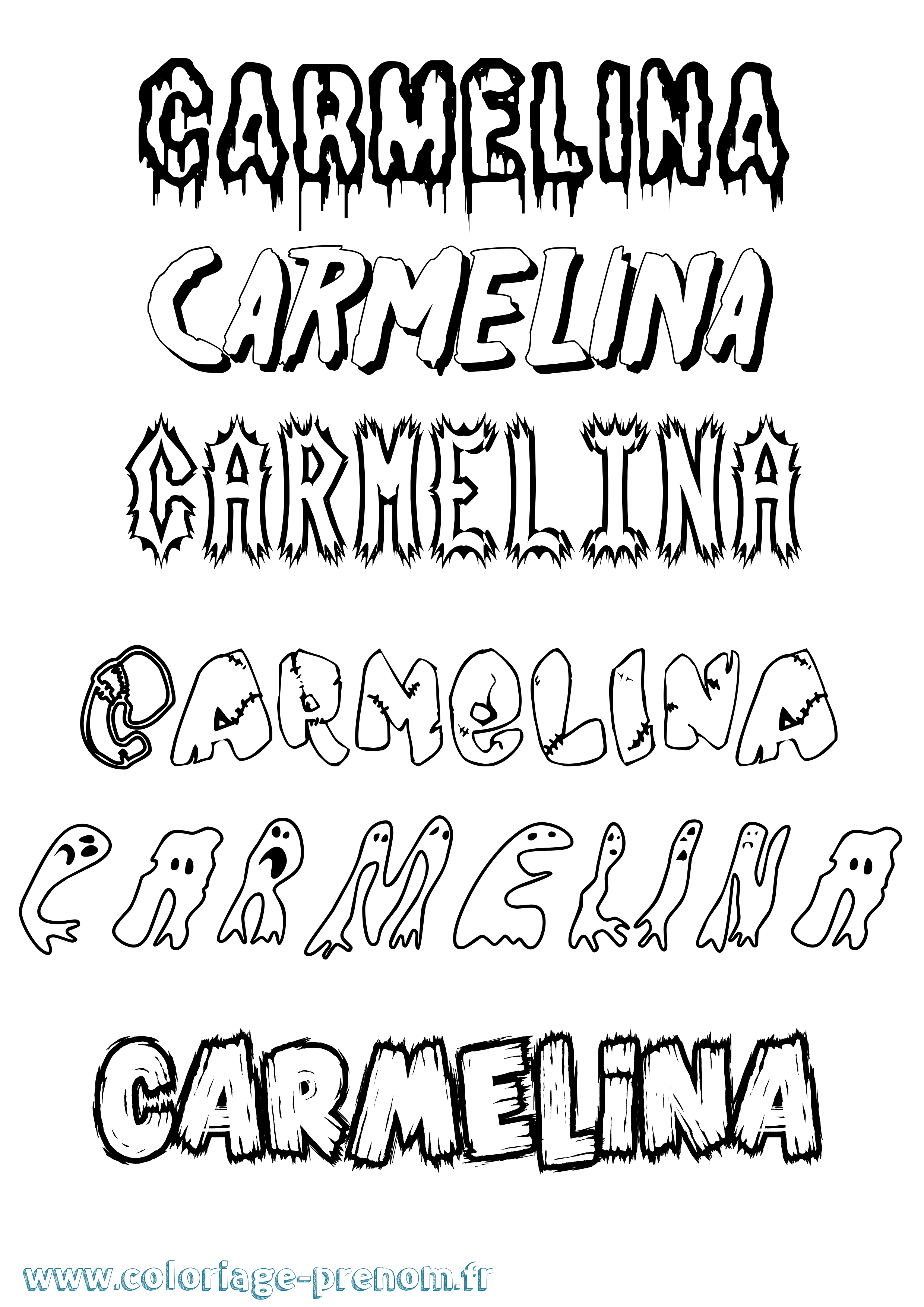 Coloriage Carmelina Frisson Coloriage prénom Carmelina Frisson