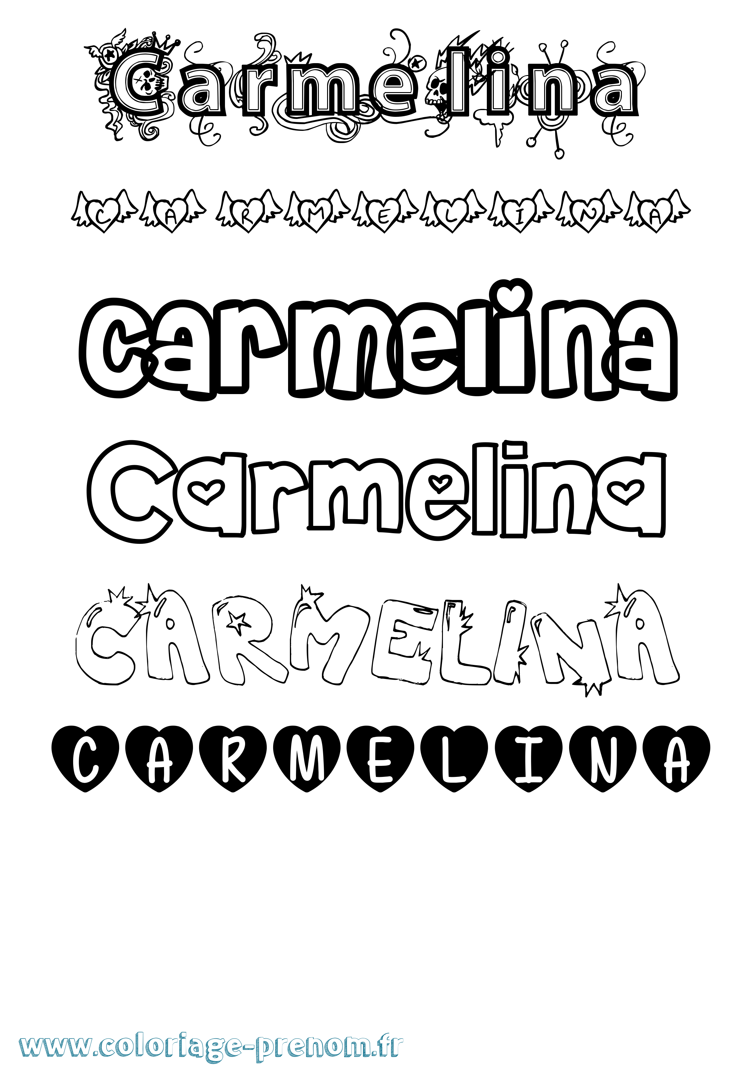 Coloriage Carmelina Girly Coloriage prénom Carmelina Girly