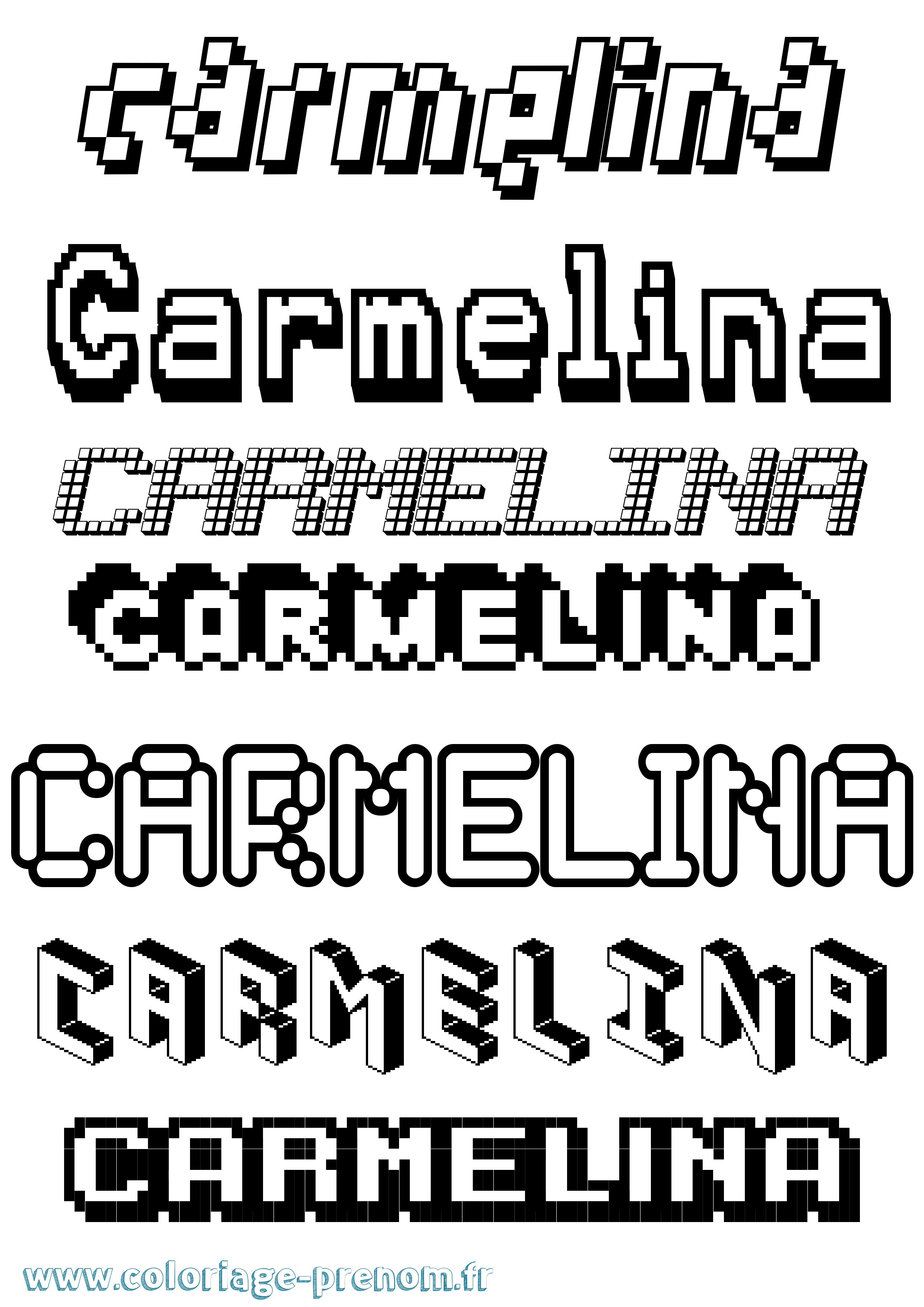 Coloriage Carmelina Pixel Coloriage prénom Carmelina Pixel