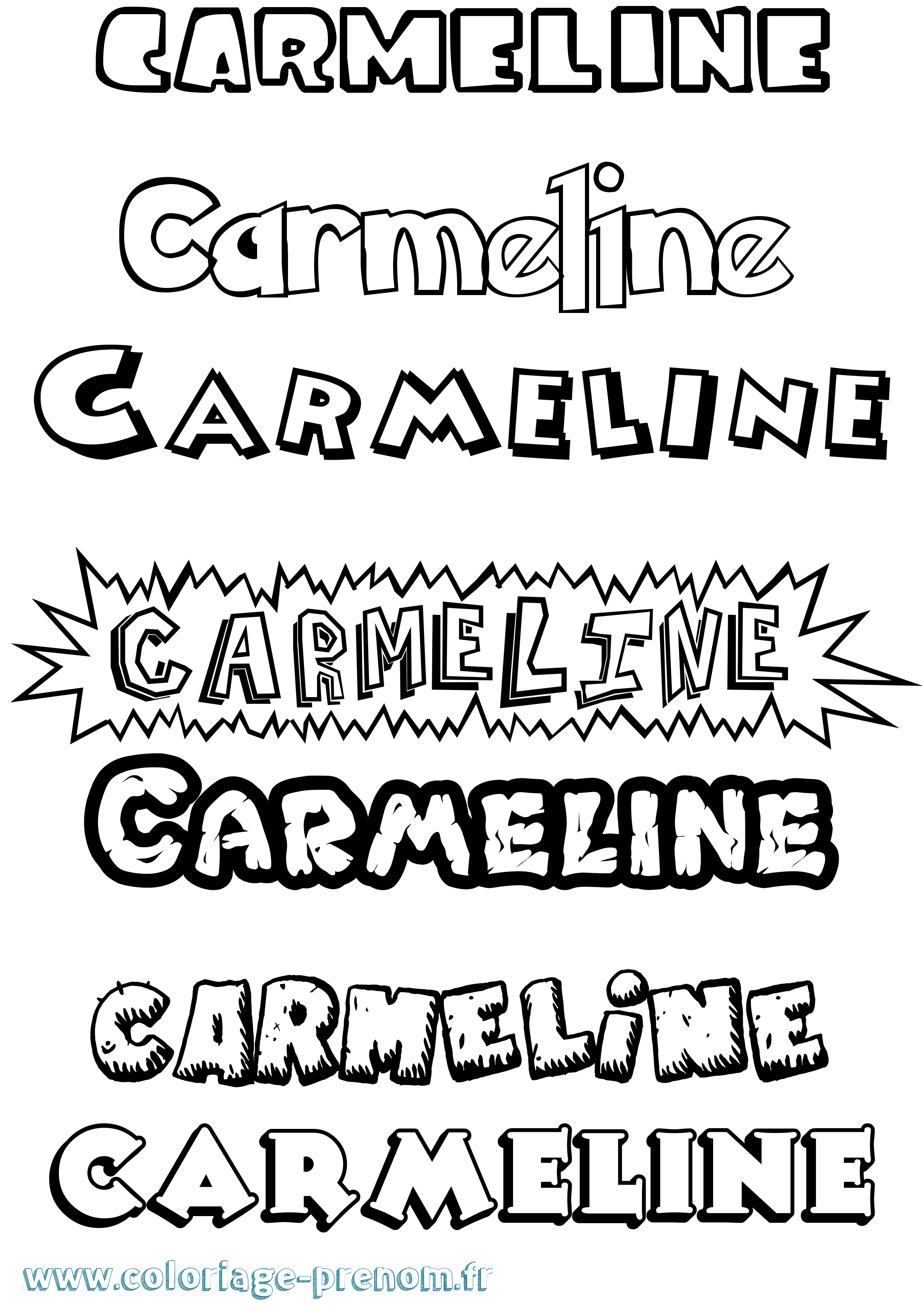 Coloriage Carmeline Dessin Animé Coloriage prénom Carmeline Dessin Animé