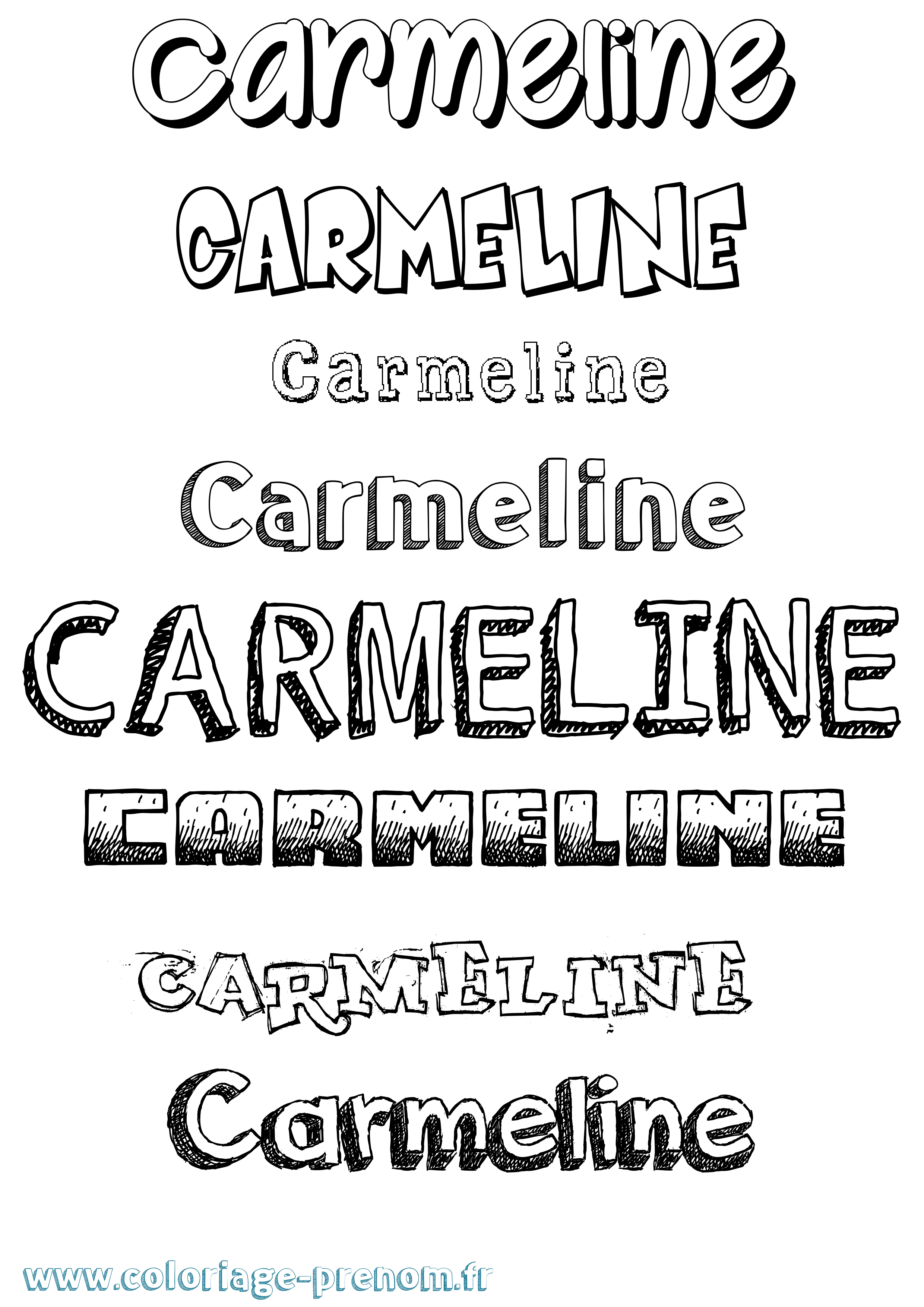 Coloriage Carmeline Dessiné Coloriage prénom Carmeline Dessiné